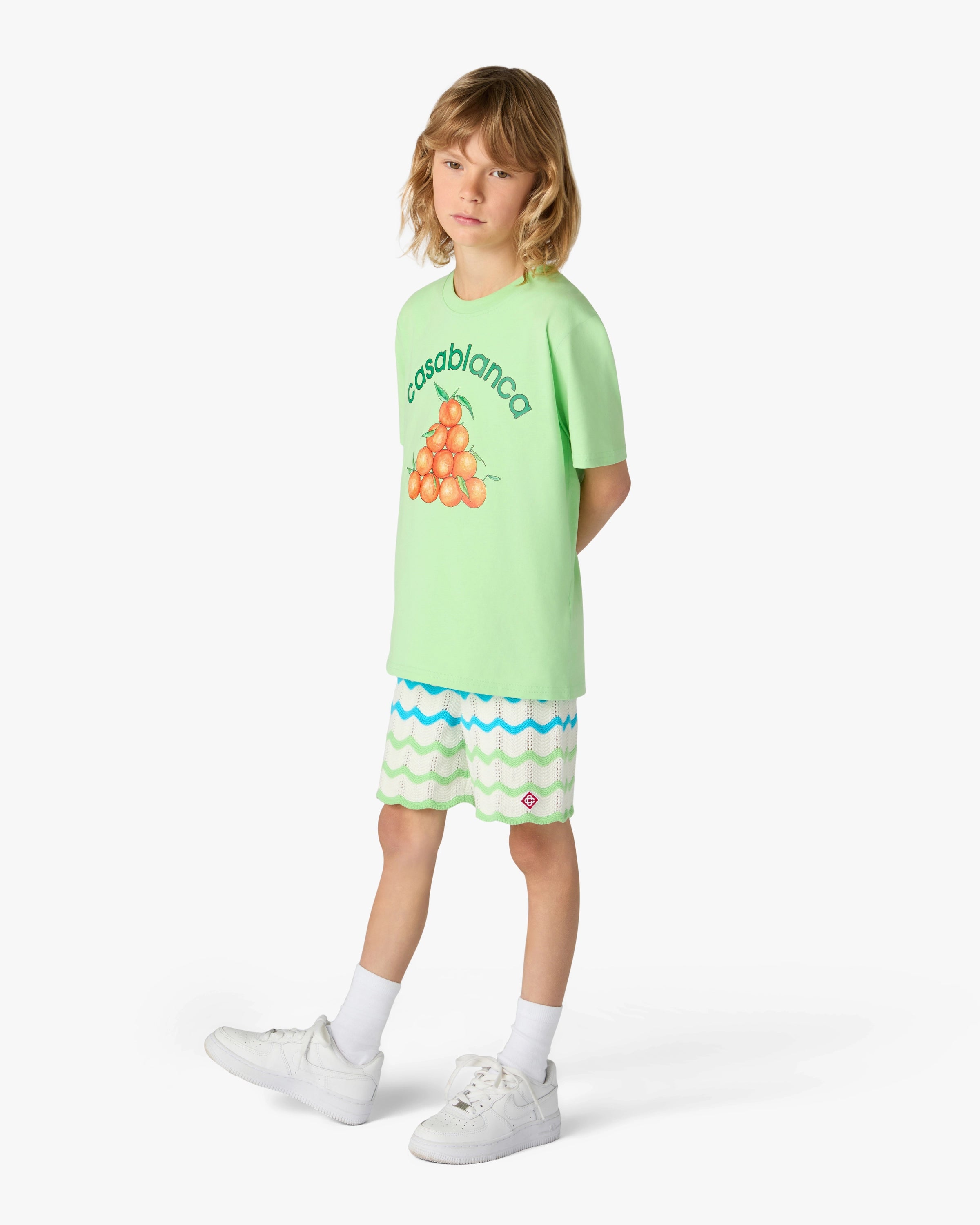 Casablanca Oranges t-shirt bambino verde cotone