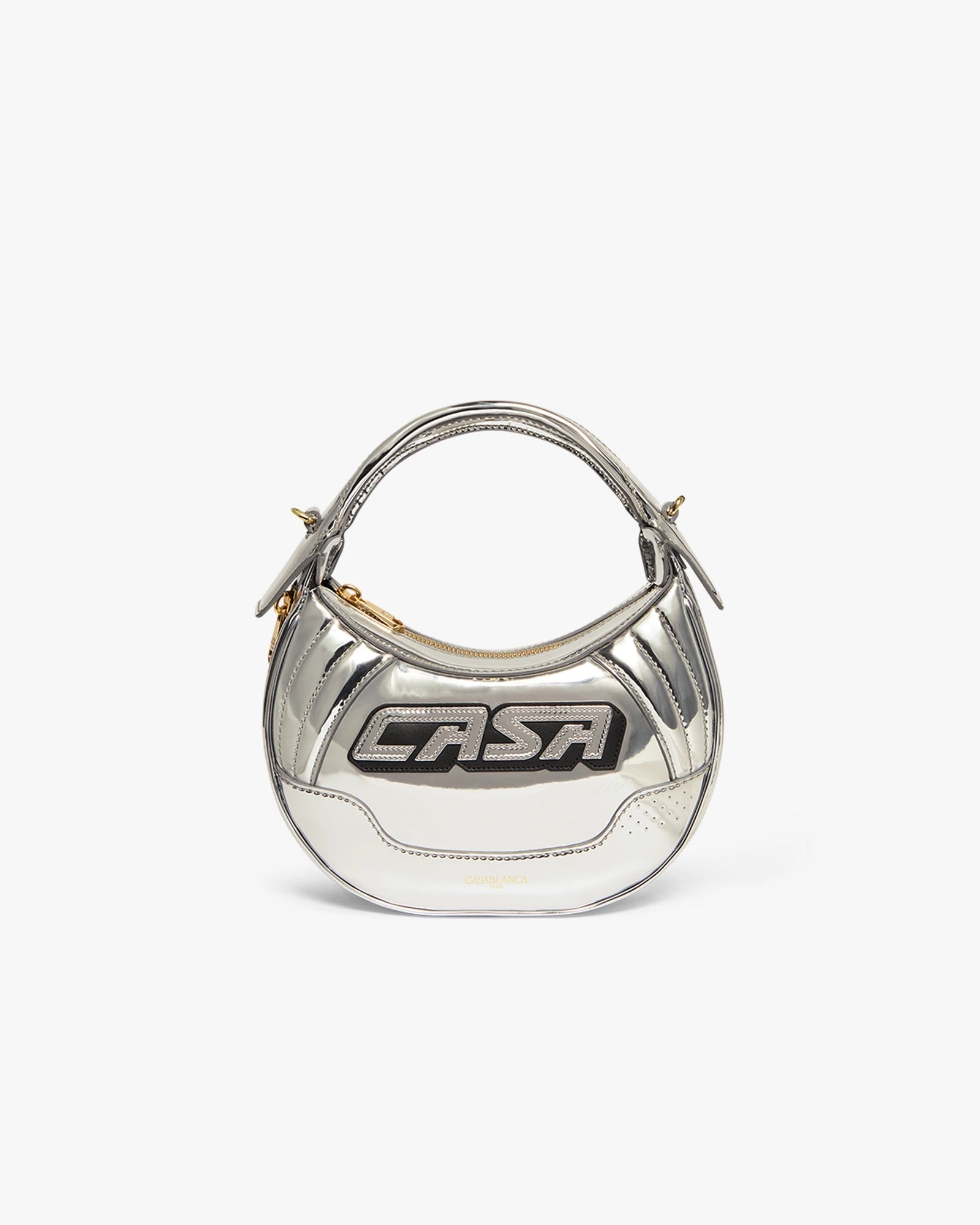Casablanca Biker borsa argento pelle tracolla