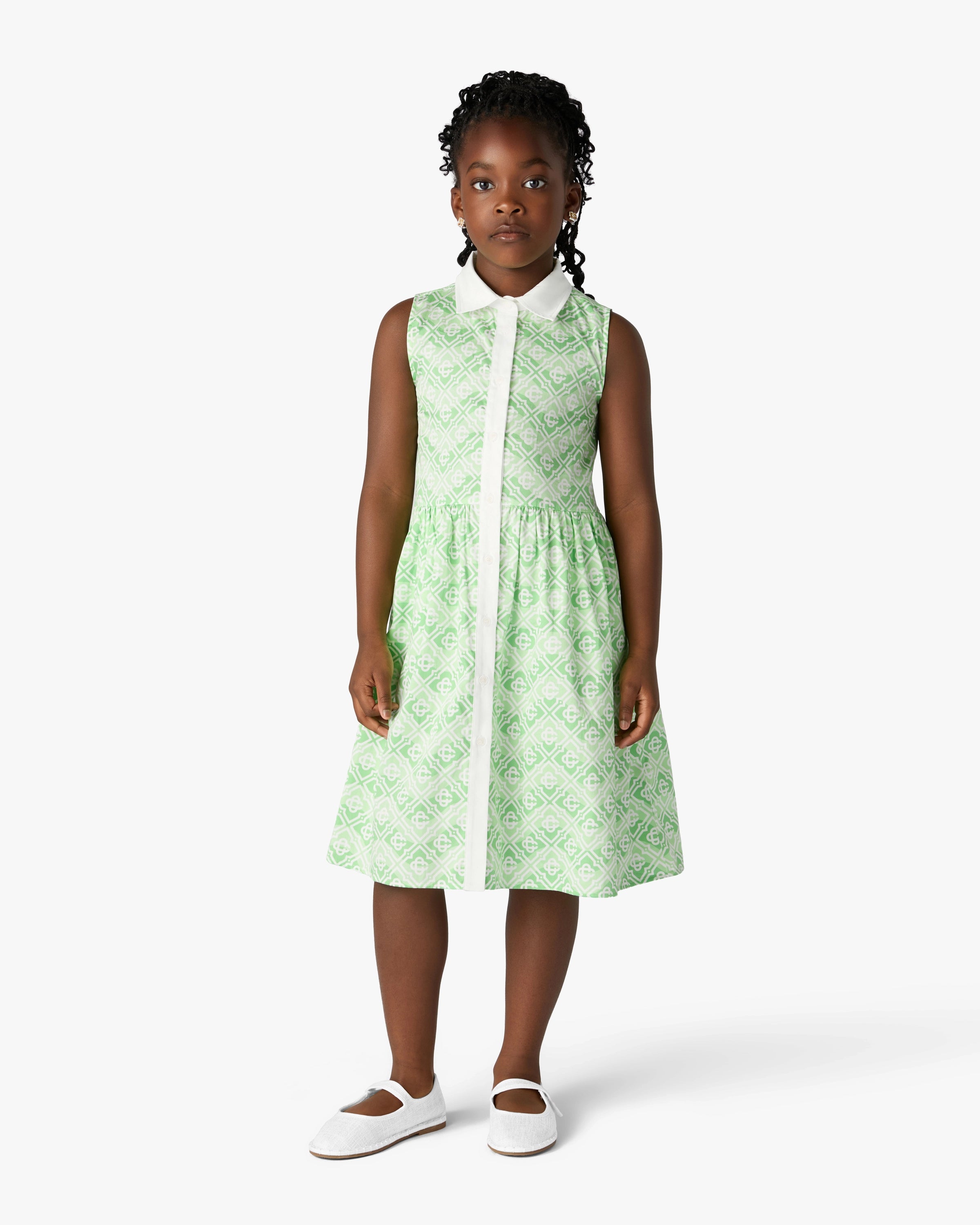 Casablanca Children's Wavy Monogram Dress vestito bimba verde