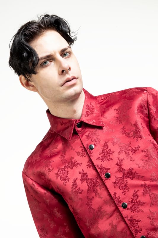 Gothicana by EMP Camicia Rose Rosso Scuro Maniche Lunghe taglia L