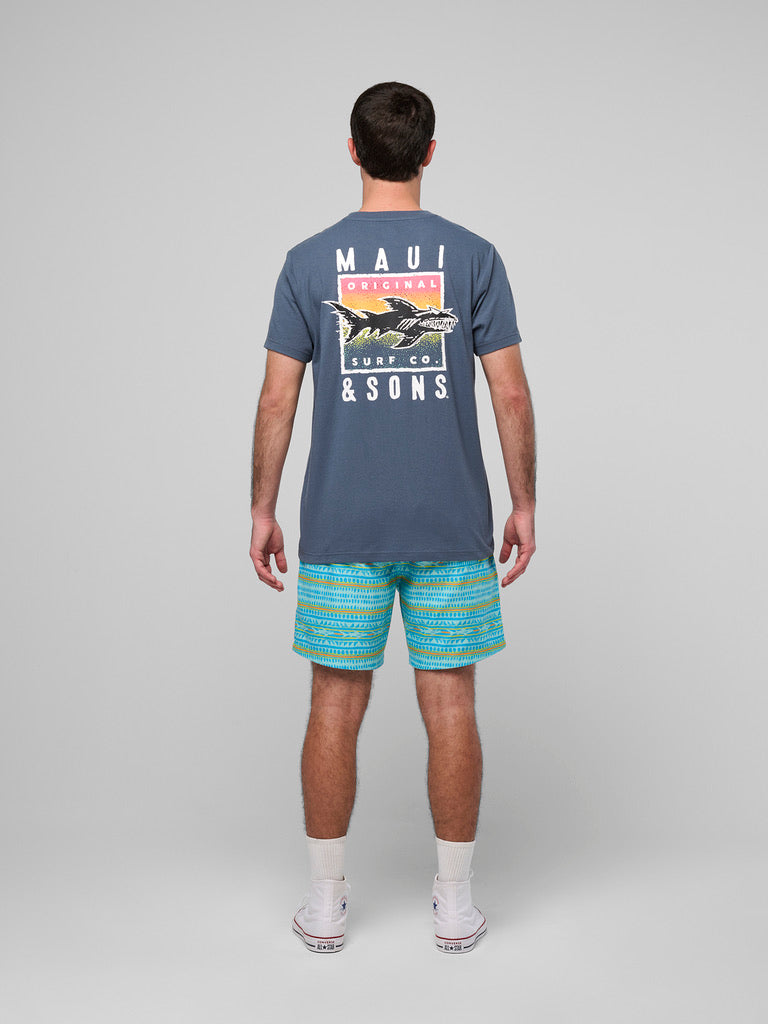 Maui and Sons In the Deep maglietta uomo steel blue in cotone