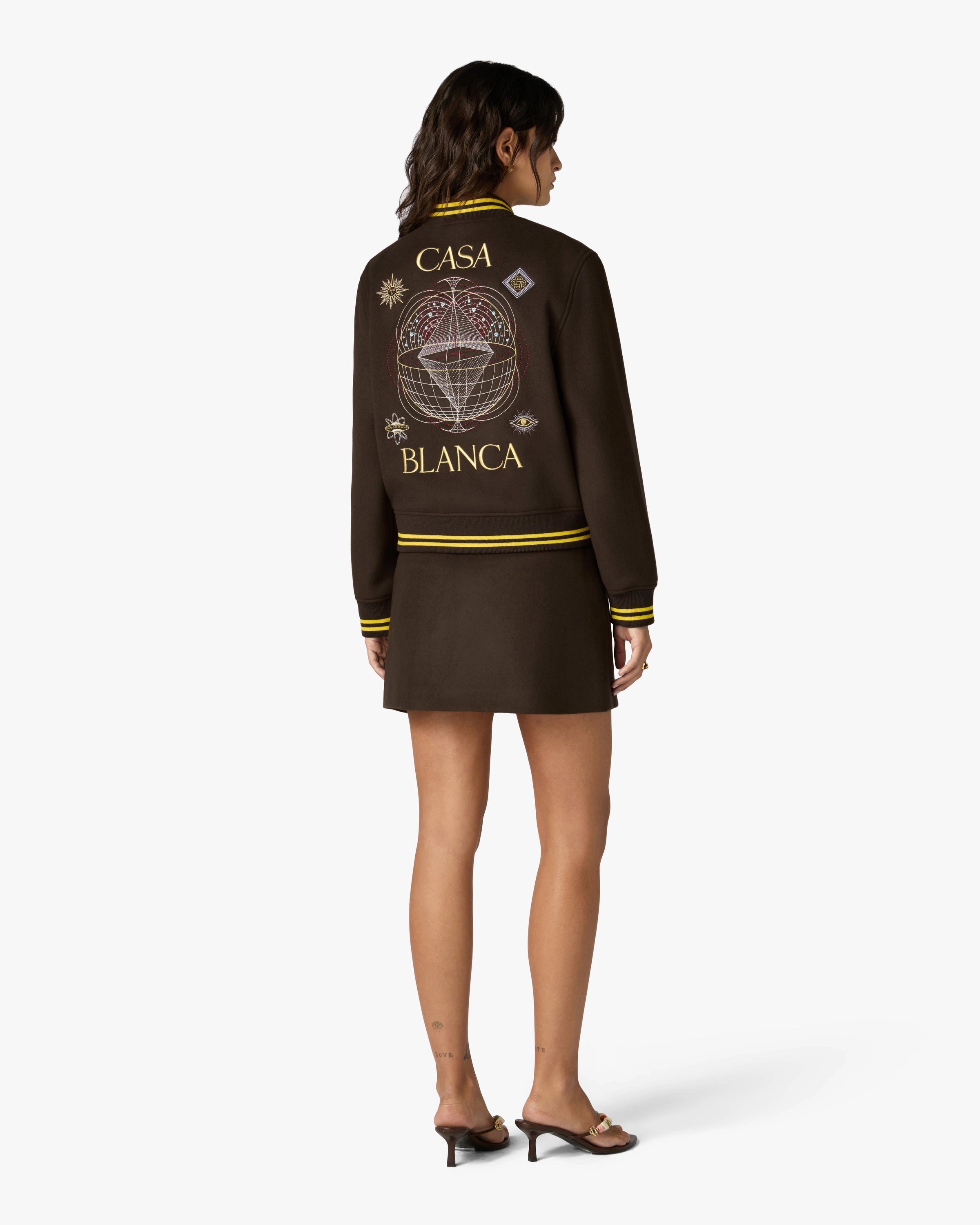 Casablanca Celestial Pyramid Giacca Varsity Marrone Lana