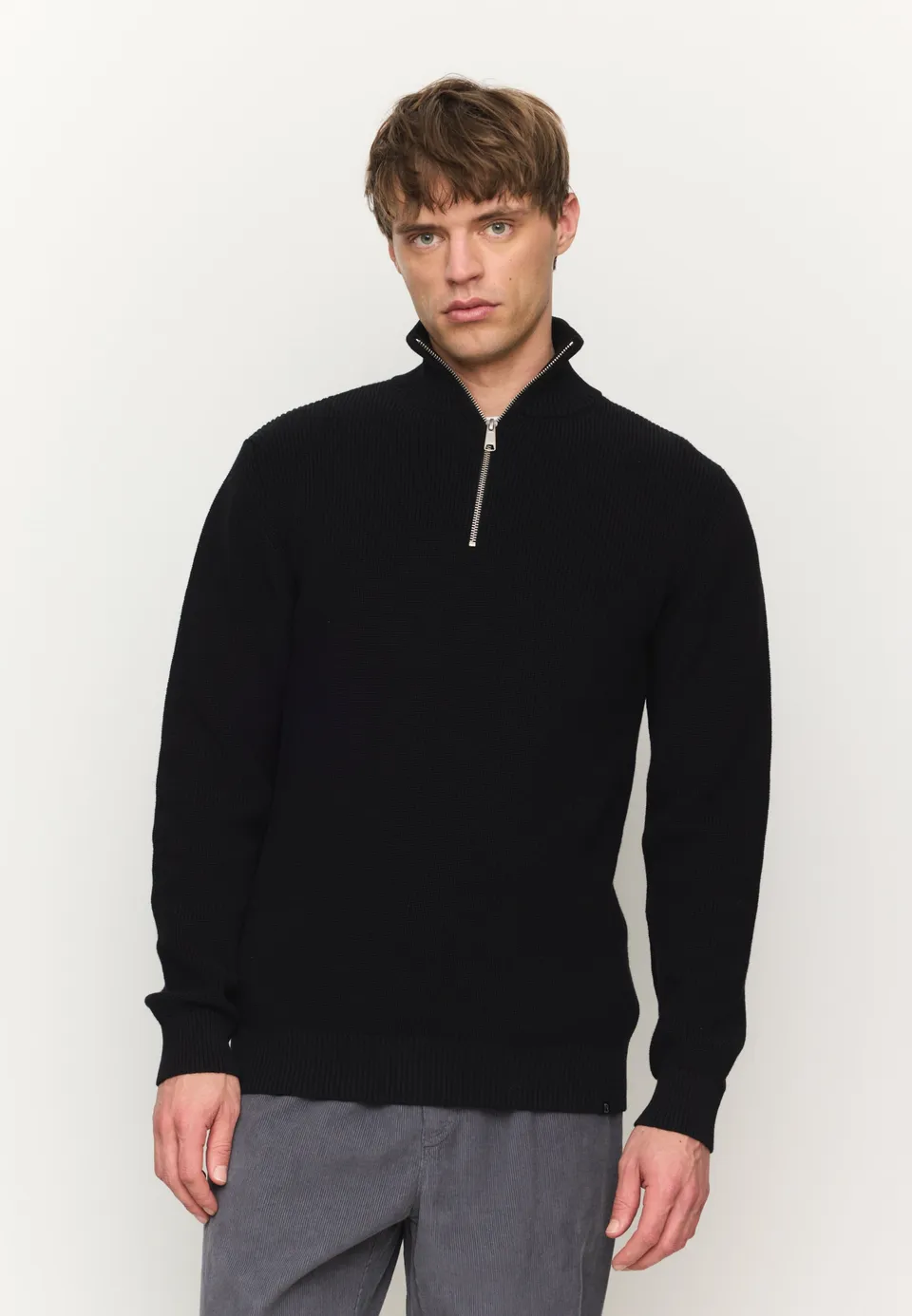 Recolution Helantium maglione nero cotone bio zip