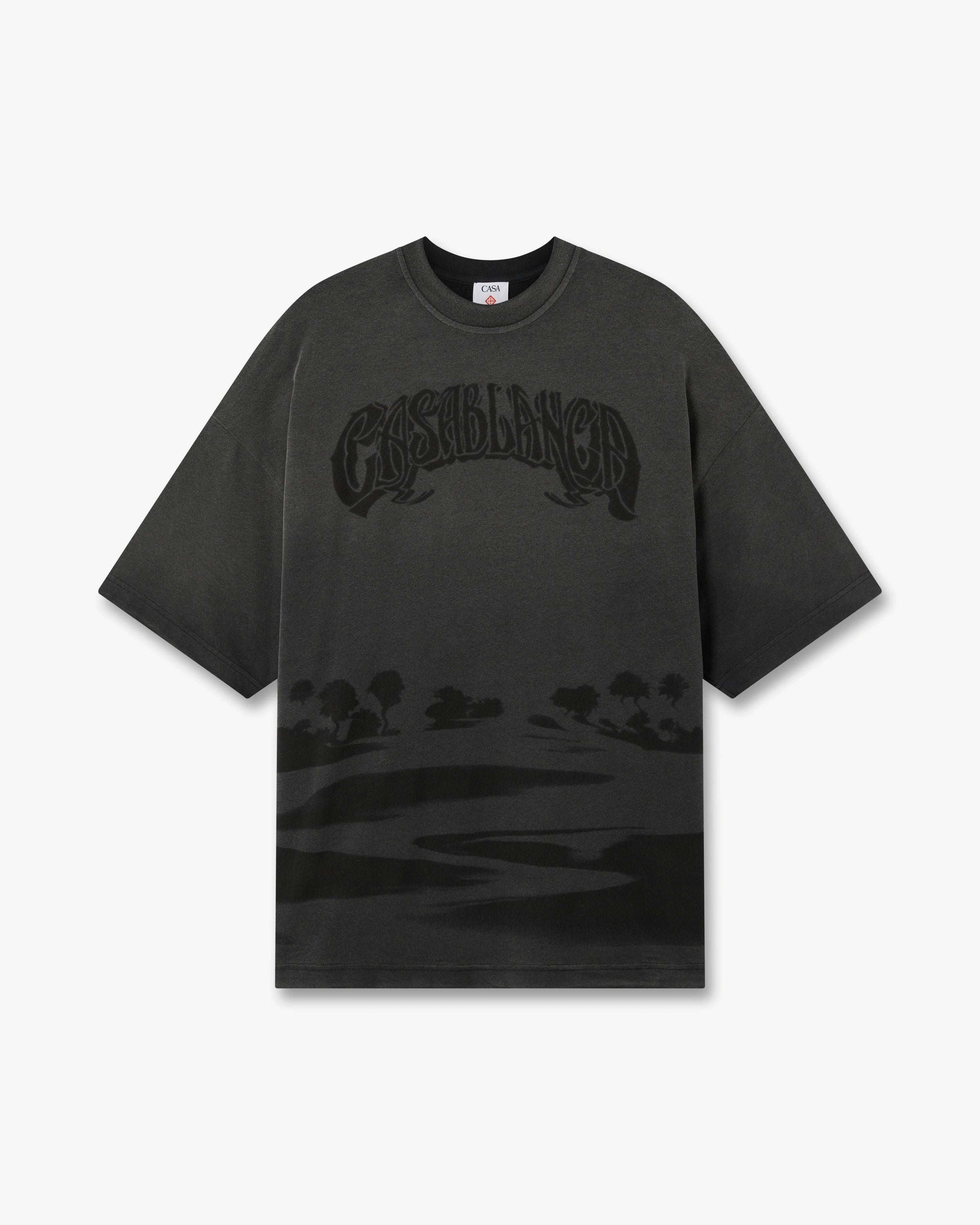 Casablanca Black Sands t-shirt nera cotone organico oversize