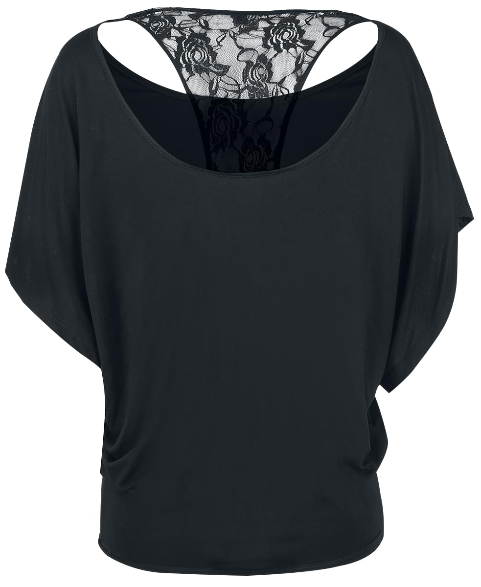 Gothicana by EMP t-shirt nera pizzo cotone