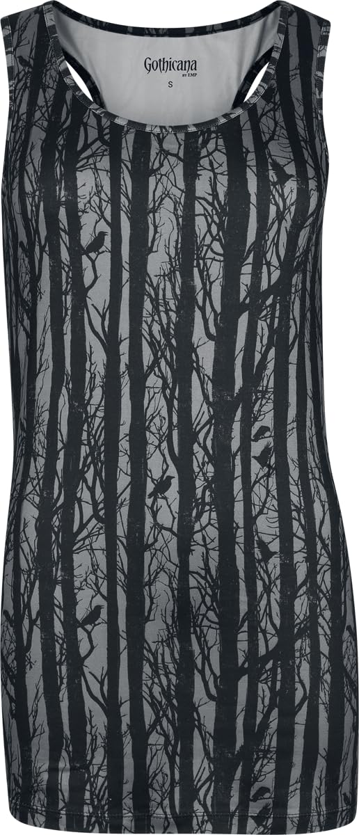 Gothicana by EMP Set T-Shirt e Top Neri Stampa Foresta