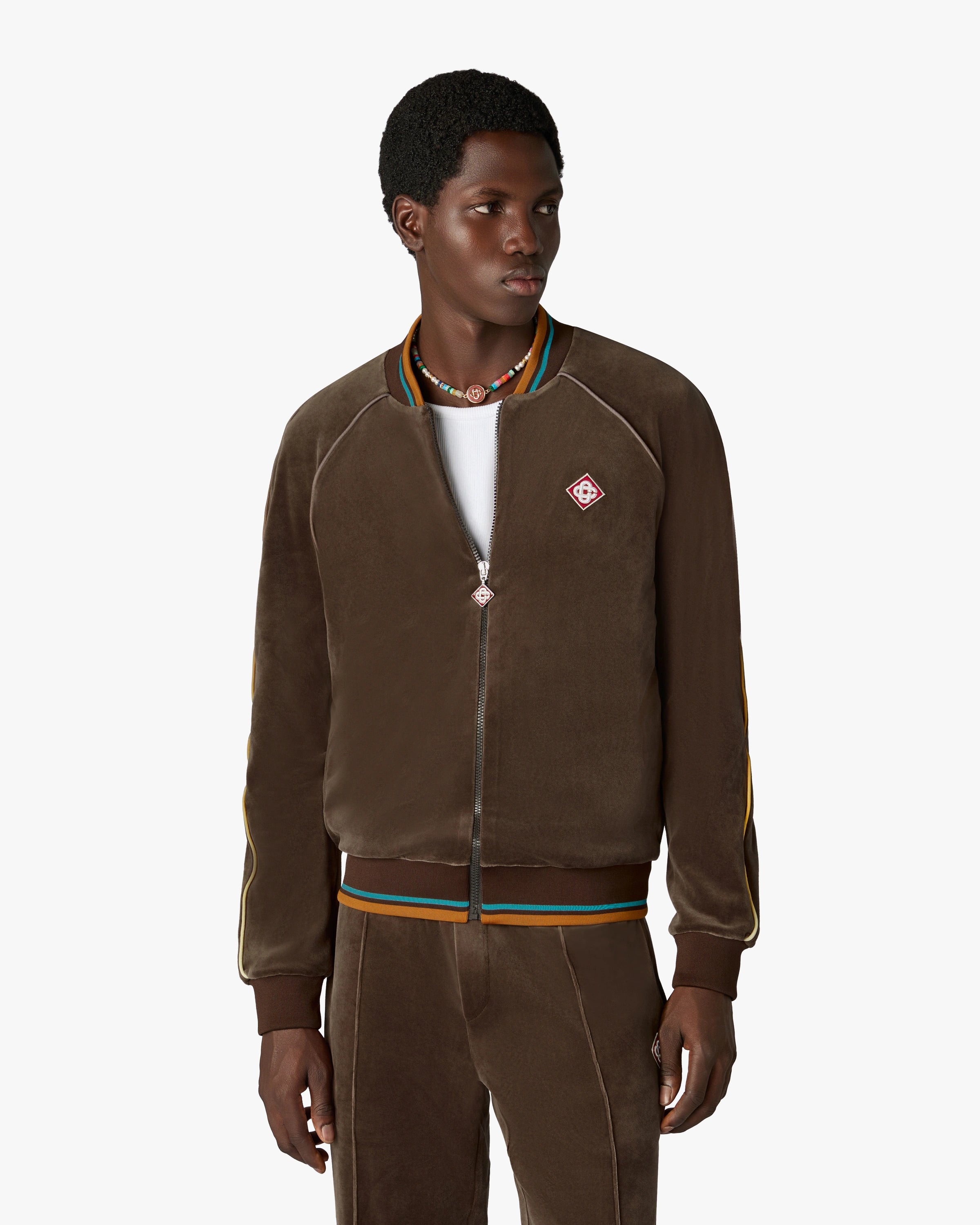 Casablanca Velour giacca tuta marrone uomo cotone