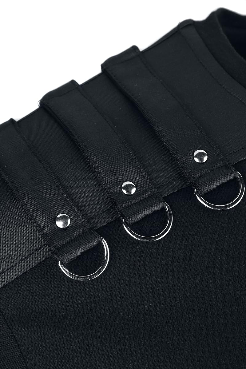 Gothicana by EMP maglia nera con anelli taglia M