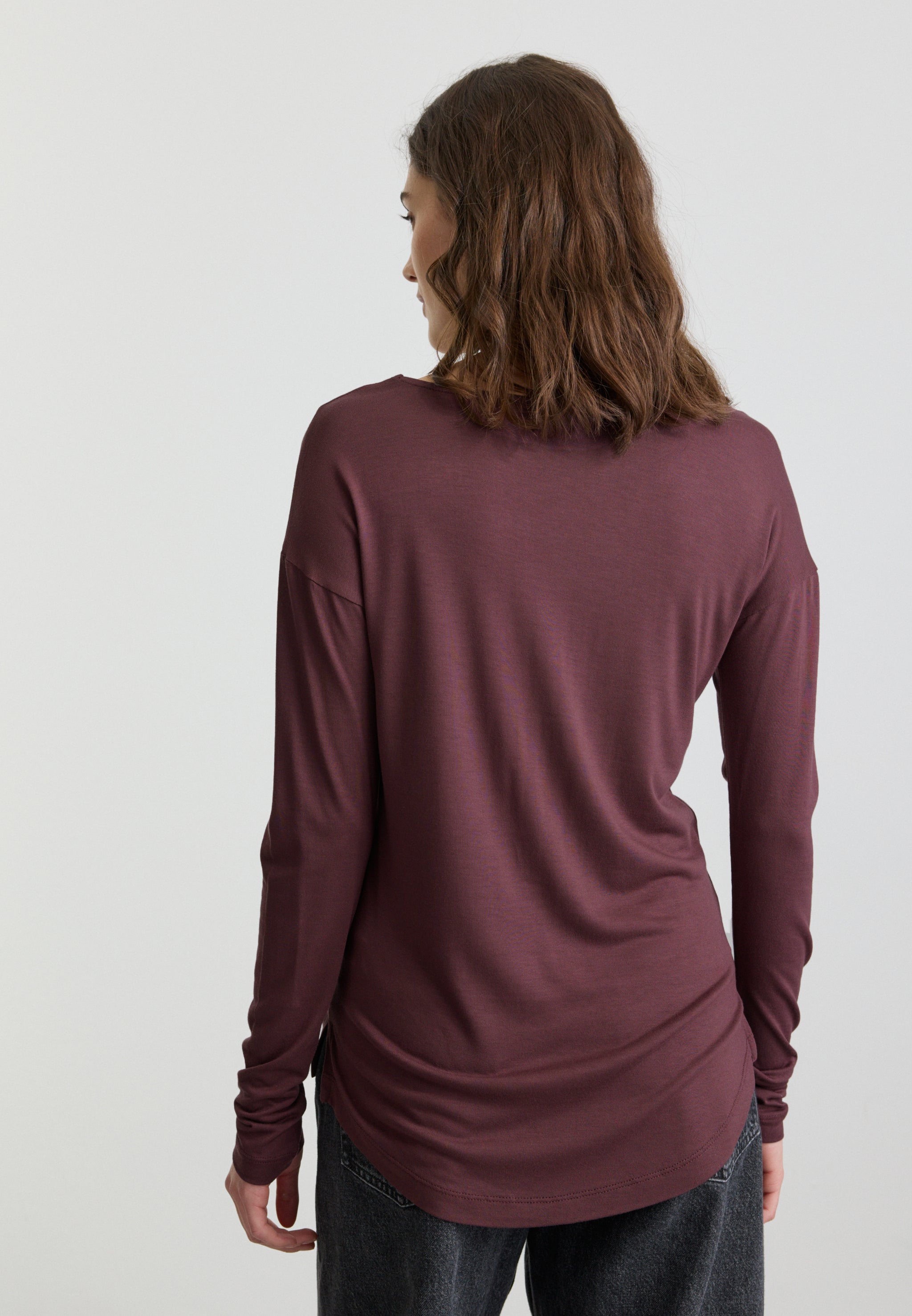 Recolution Fuchsia maglia manica lunga prugna in viscosa