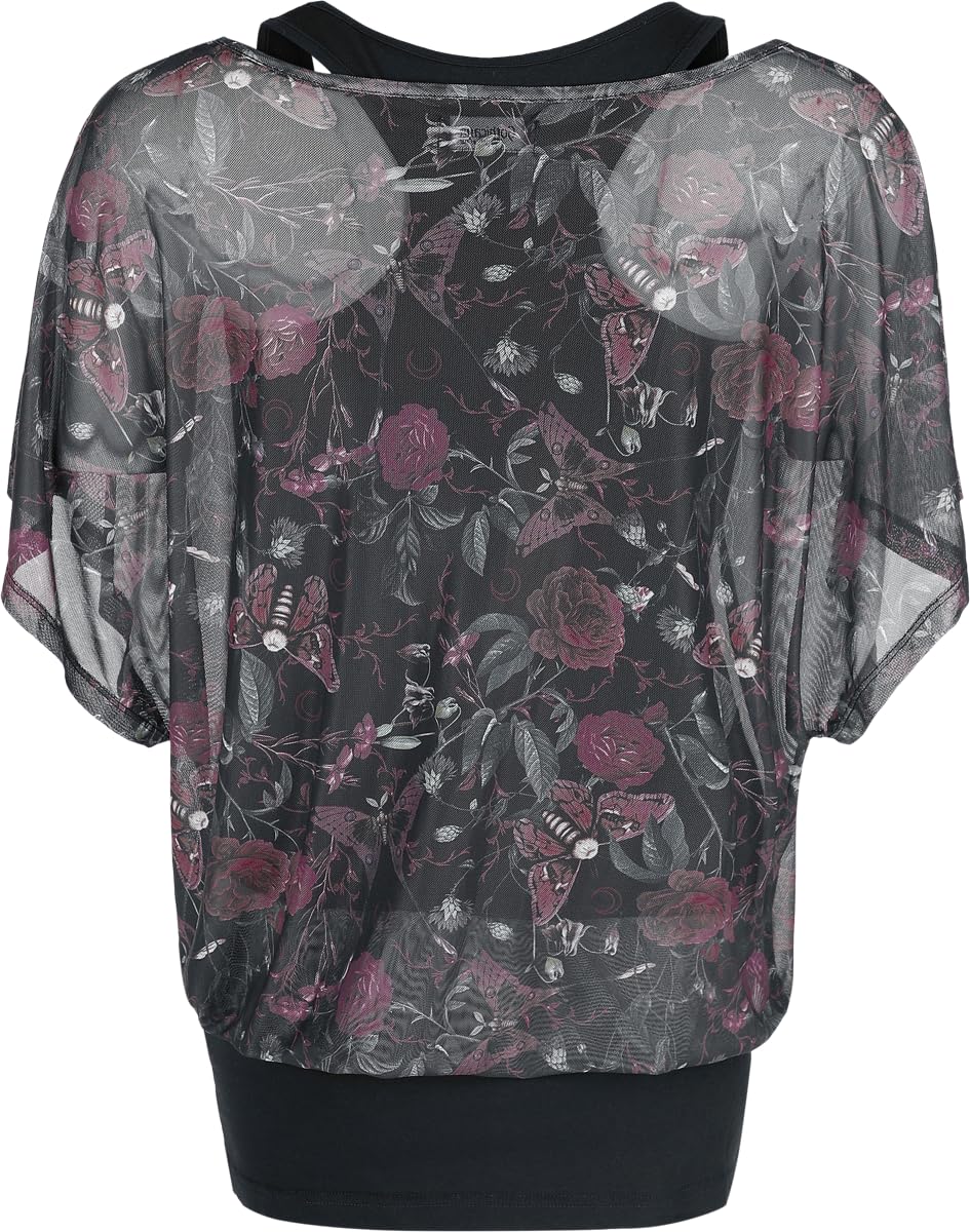 Gothicana by EMP Maglietta Nera Floreale All Over