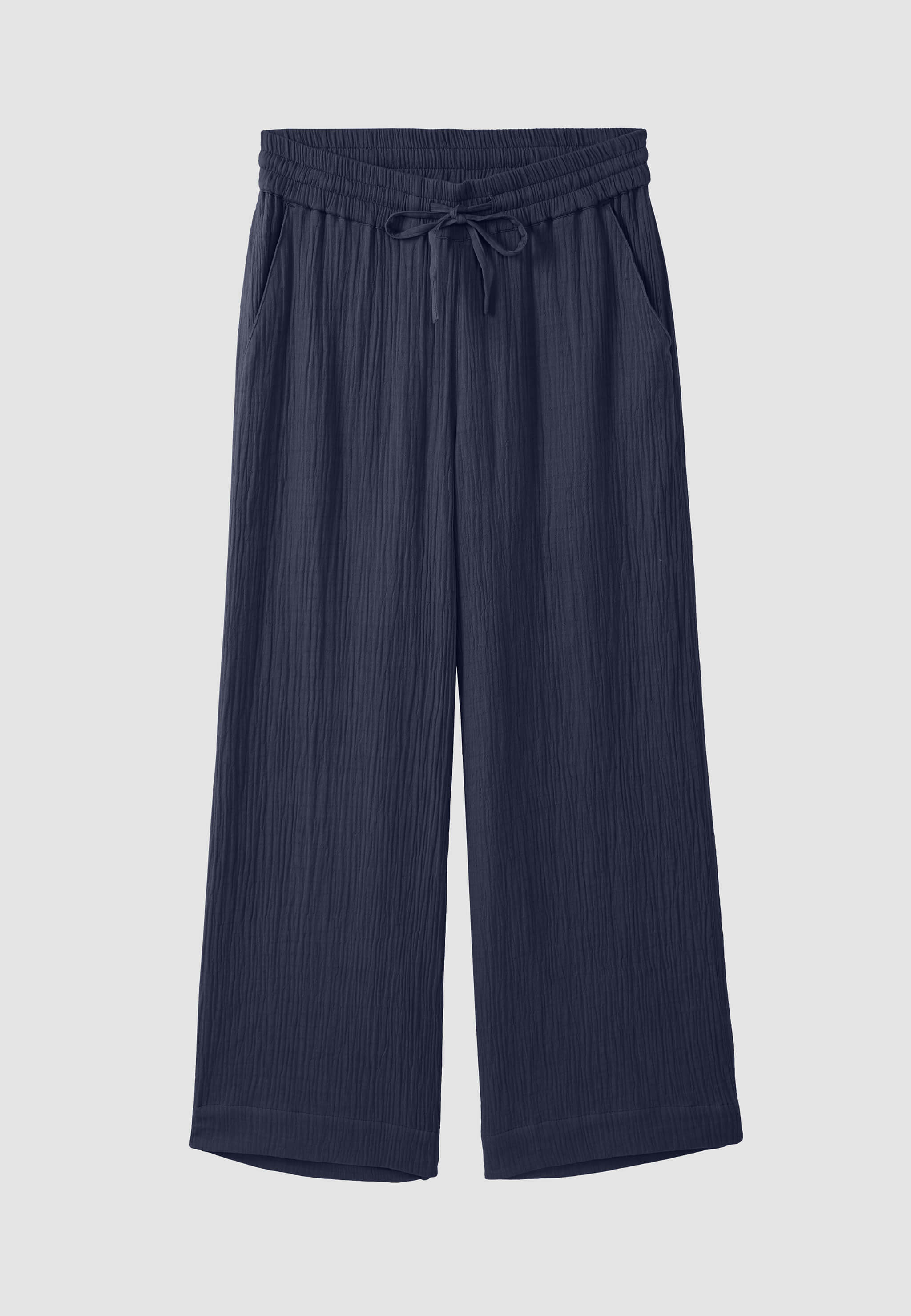 Recolution Crocus pantaloni mussola cotone bio blu navy