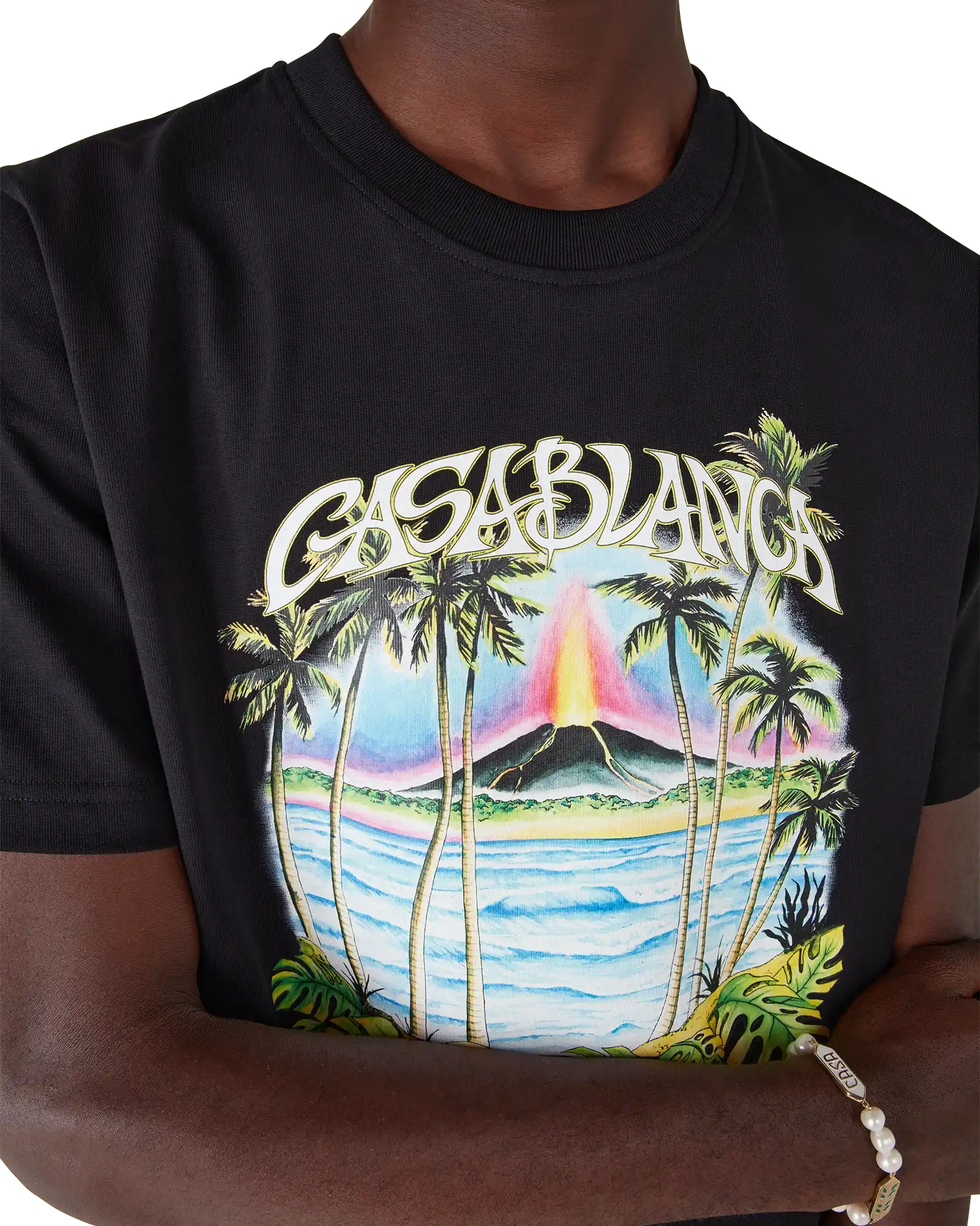 Casablanca Volcano t-shirt uomo nera cotone organico
