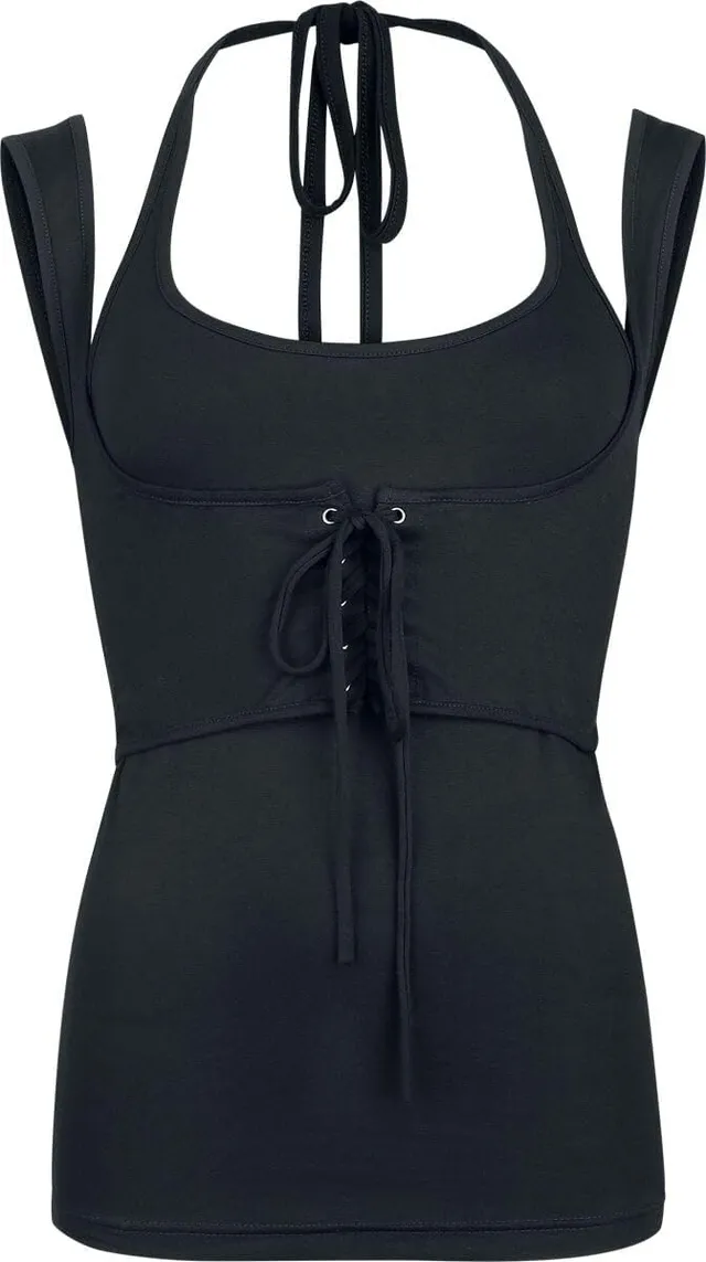 Gothicana by EMP Top Corto Nero all'Americana top donna nero