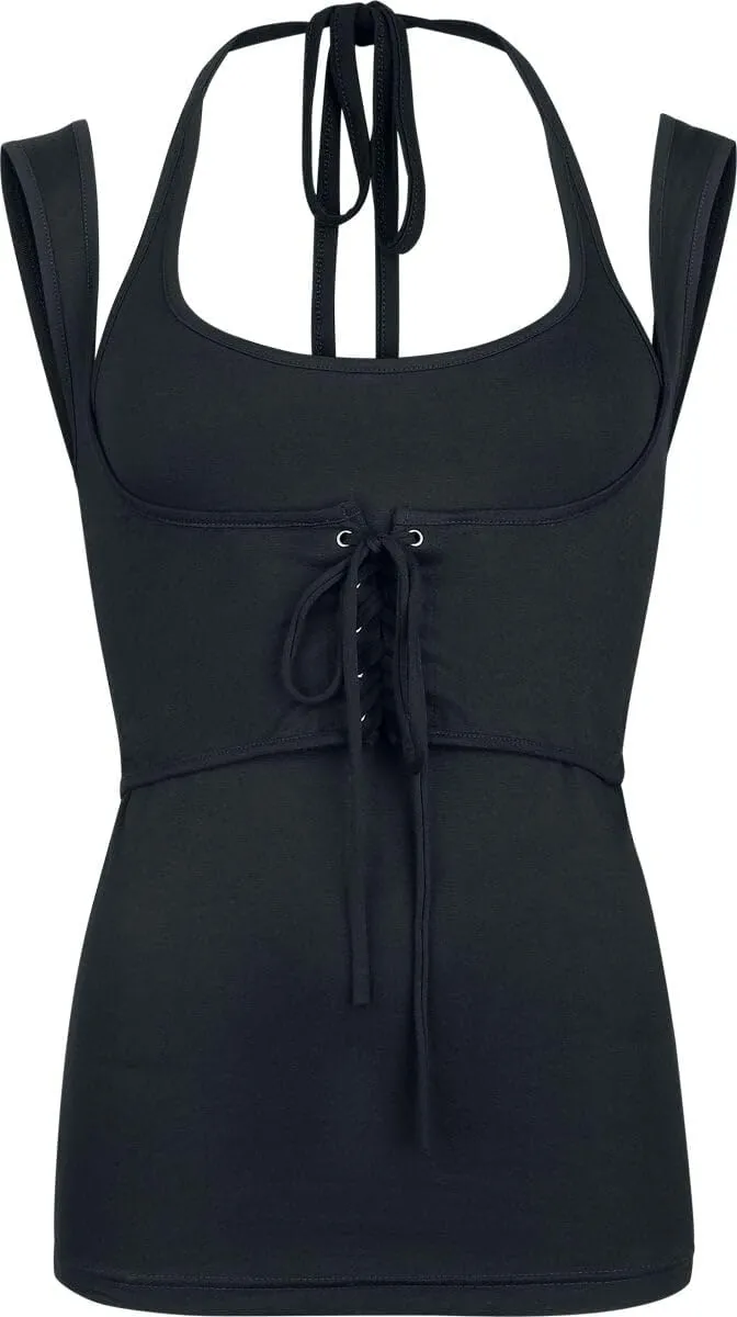 Gothicana by EMP Top Corto Nero all'Americana top donna nero