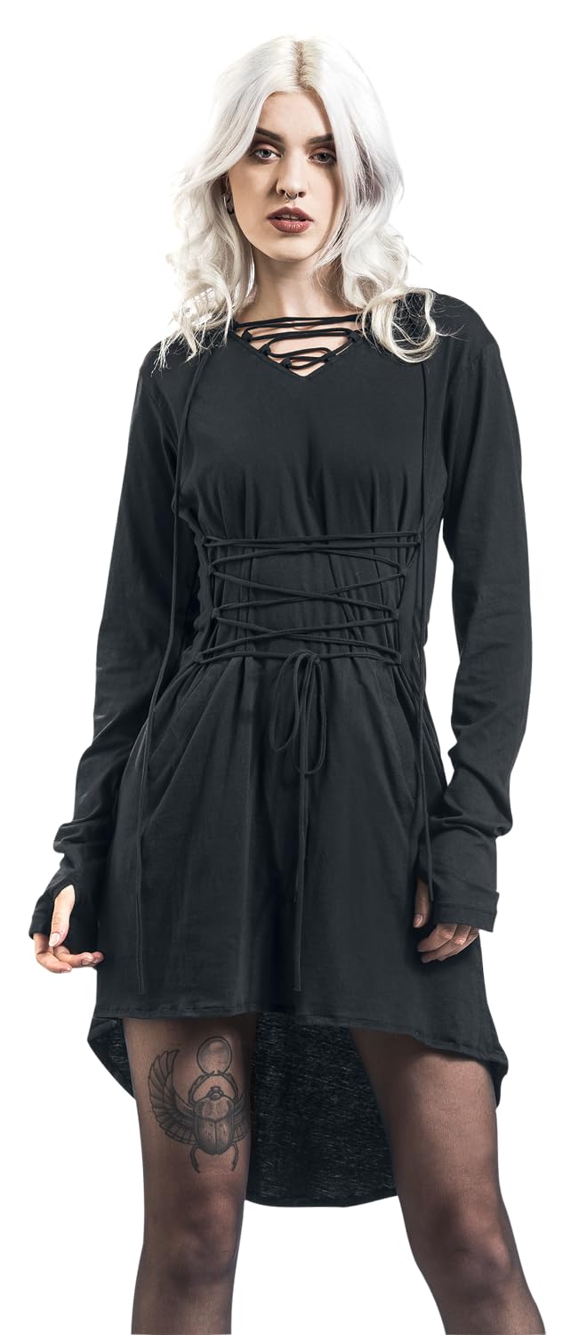 Gothicana by EMP Abito Felpa Nero con Cappuccio M Gothic