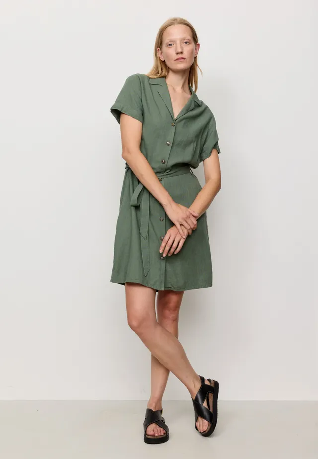 Recolution Yucca vestito in lino khaki traspirante