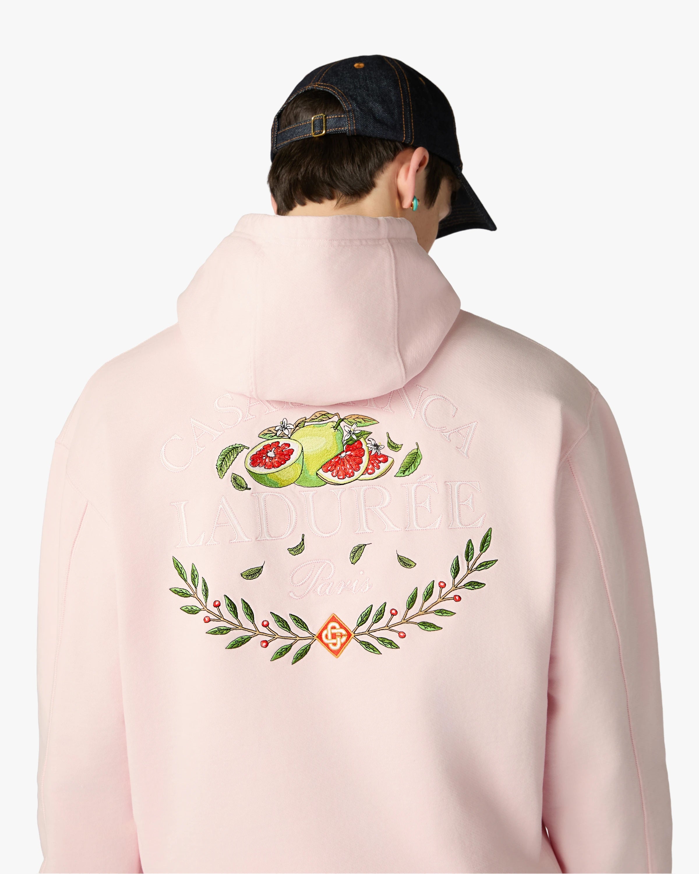 Casablanca Ladurée Felpa con Cappuccio Rosa Ricamata