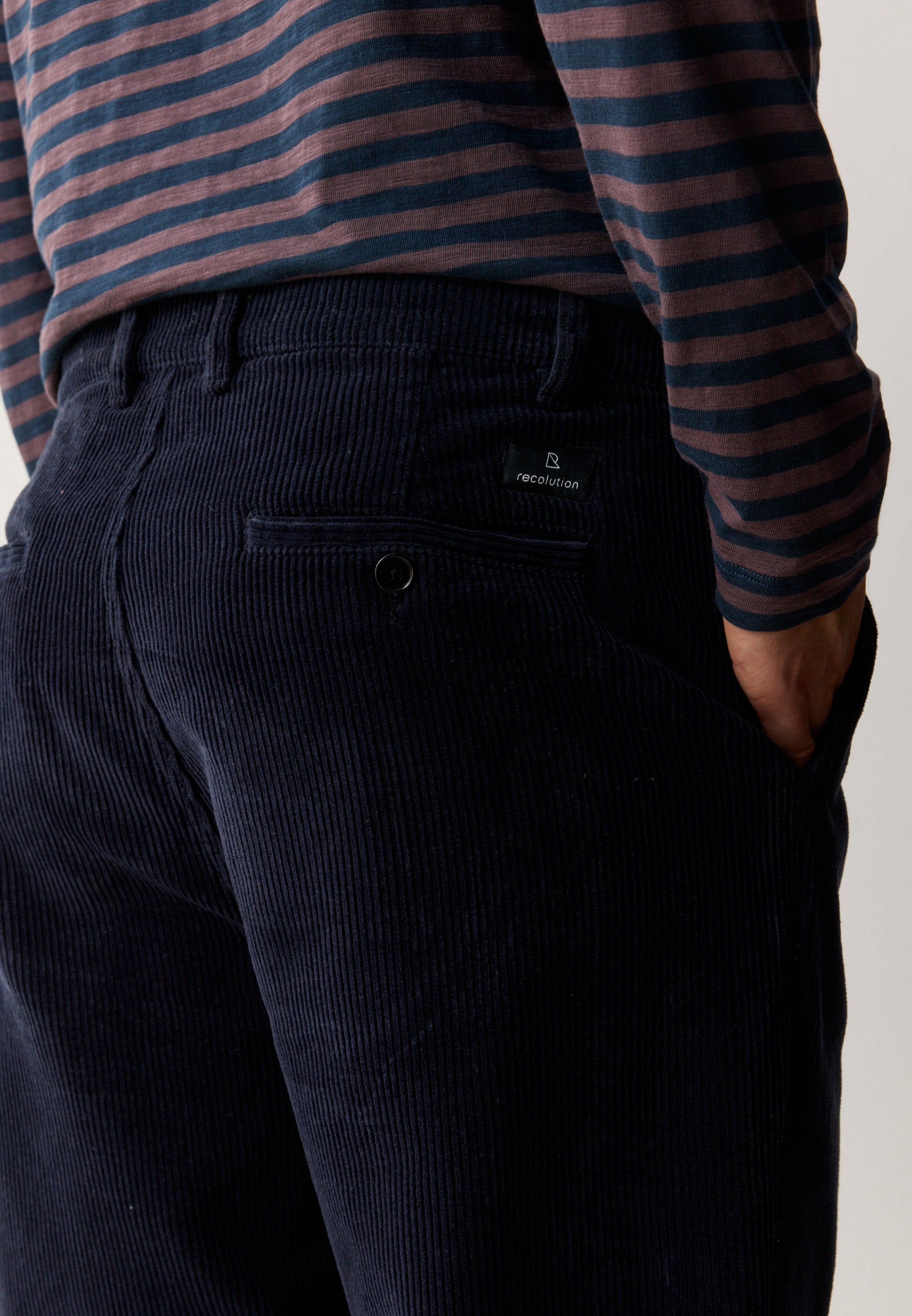 Recolution Oak Corduroy pantaloni blu velluto cotone