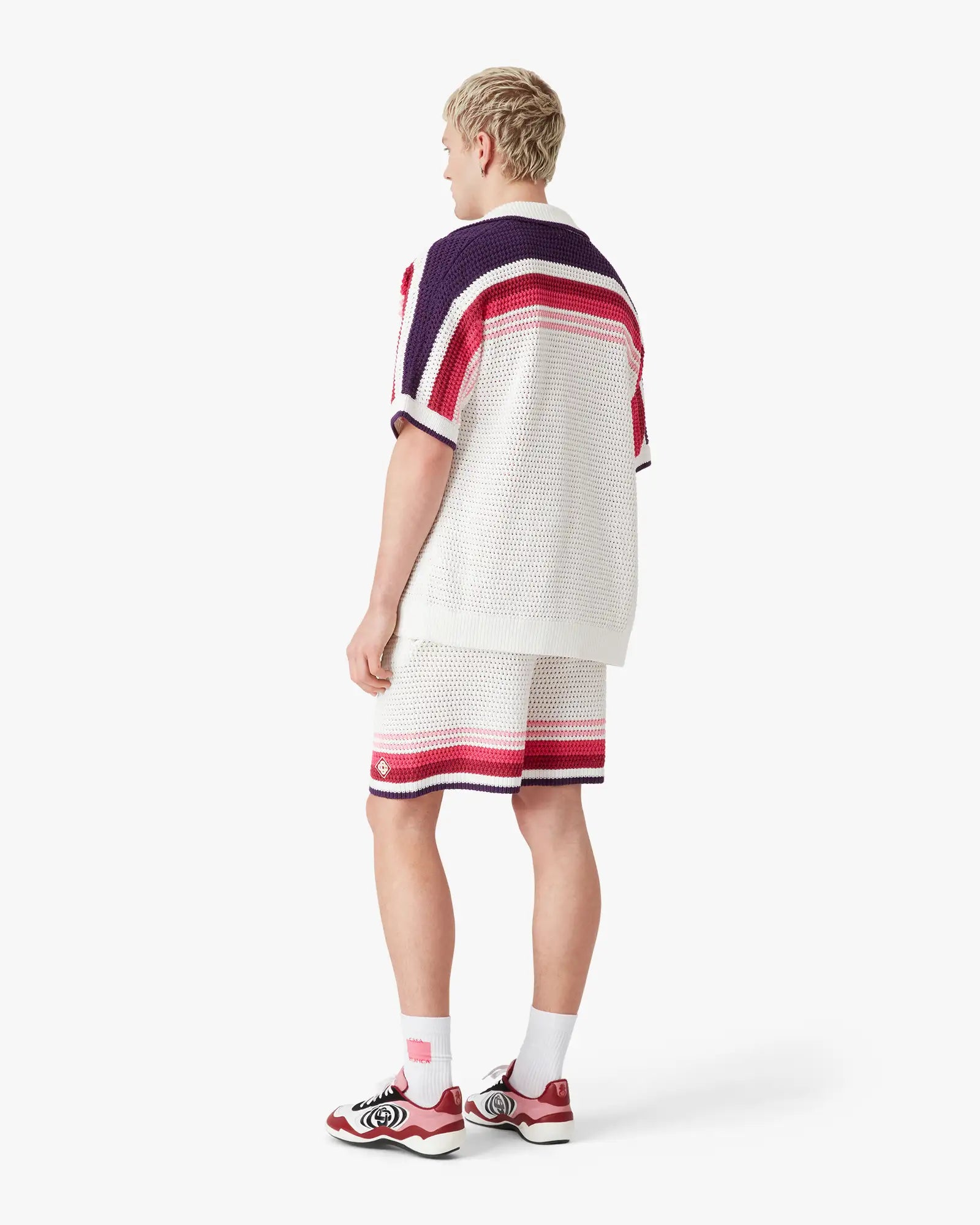 Casablanca Crochet shorts bianco rosa cotone