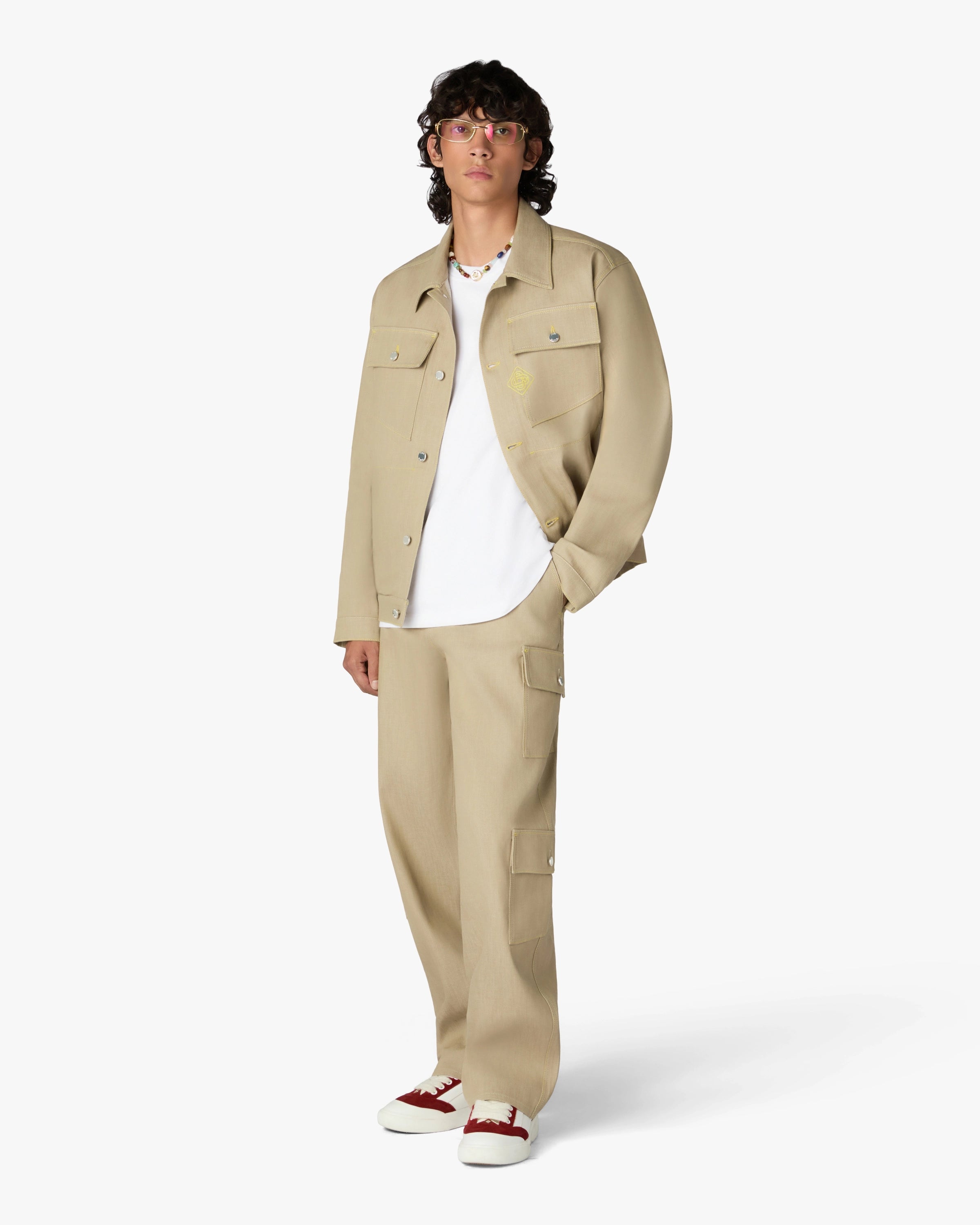 Casablanca Desert Canvas giacca denim beige cotone