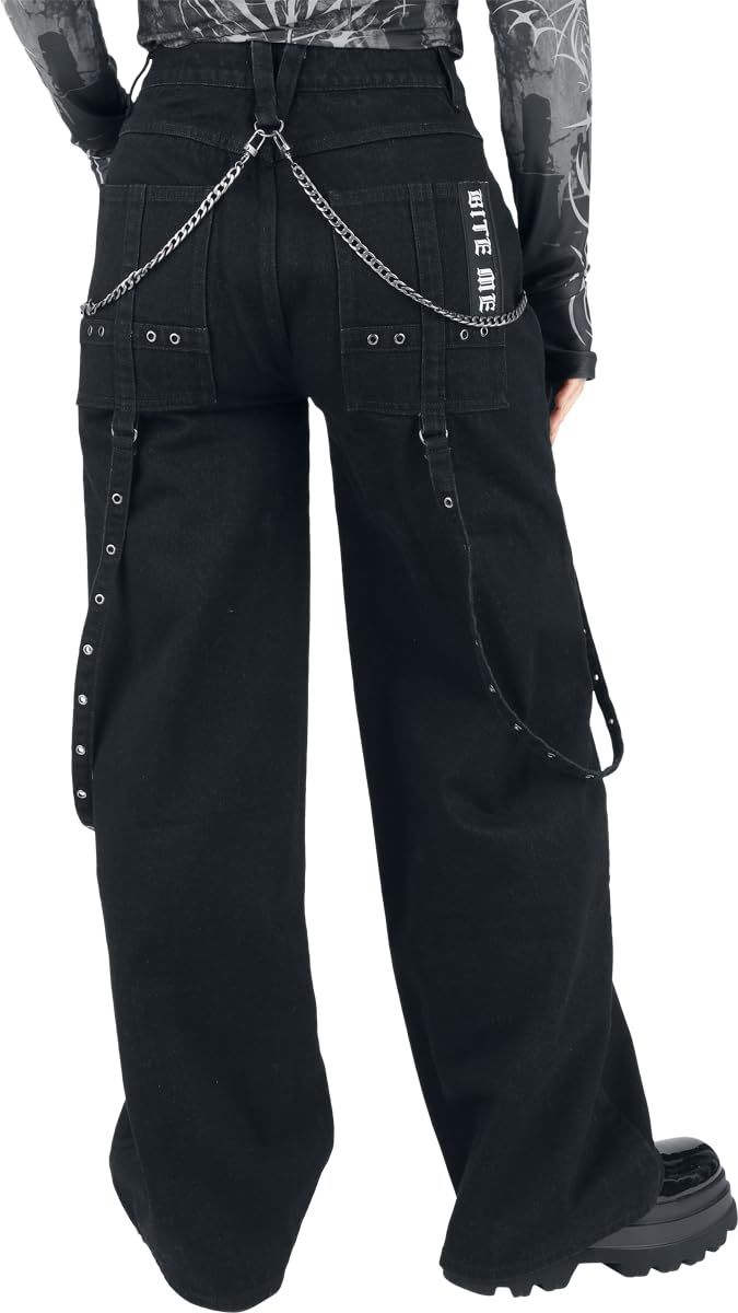 Gothicana by EMP Pantaloni Neri Donna Catene 29W/32L
