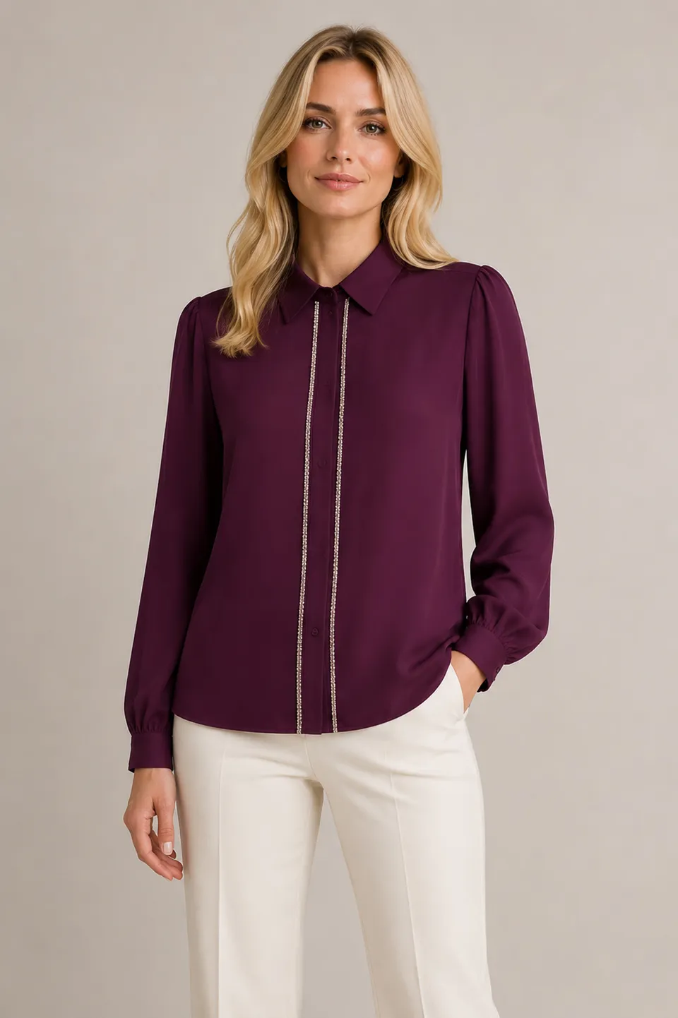 Sarah Chole Georgette Tinta Unita camicia poliestere