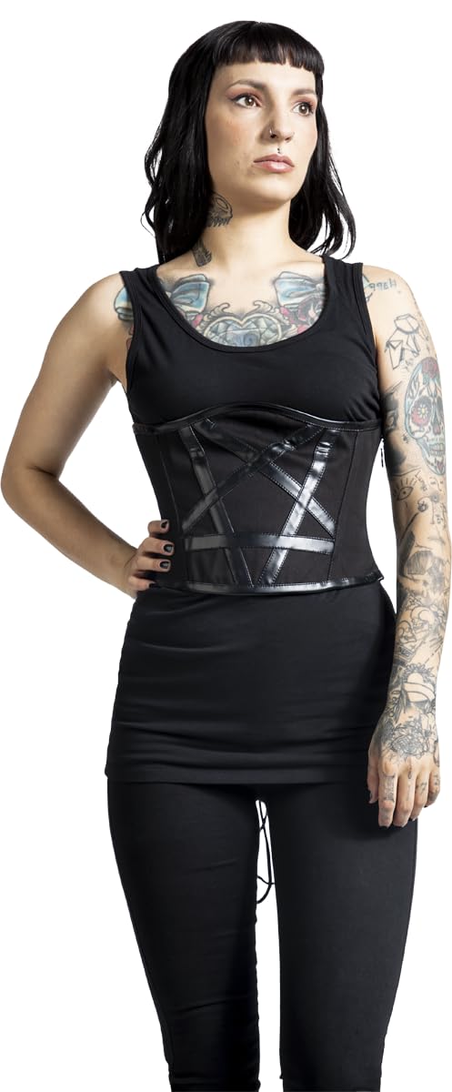 Gothicana by EMP corsetto nero pentacoli allacciato