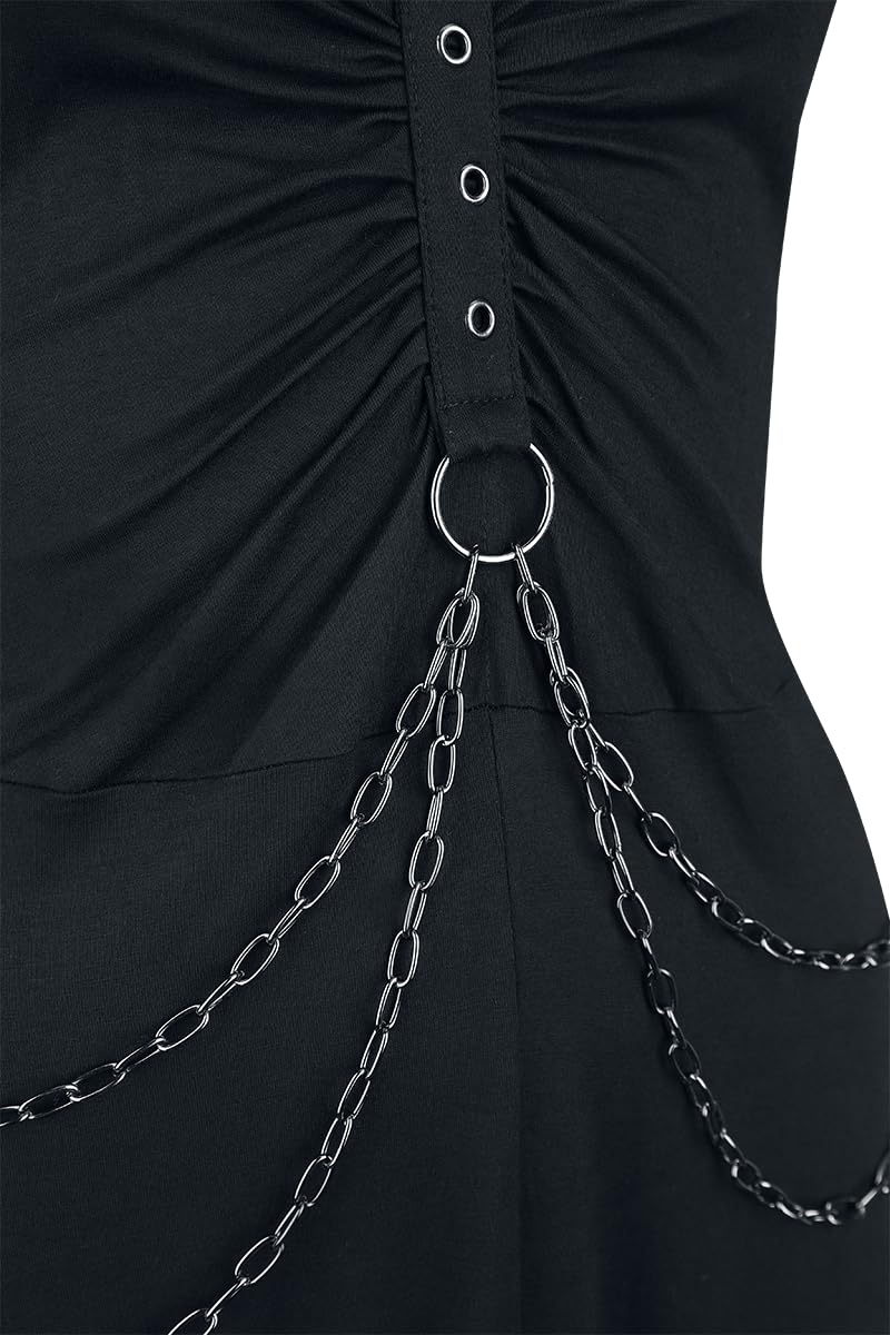Gothicana by EMP Vestito Nero Anelli Catene gotico