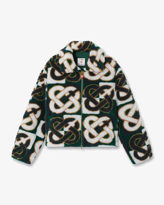 Casablanca Check Monogram giacca pile verde lana mohair