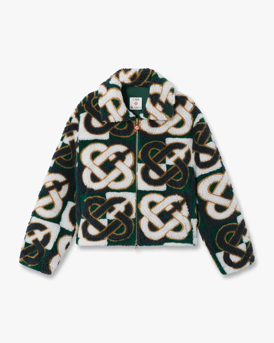 Casablanca Check Monogram giacca pile verde lana mohair