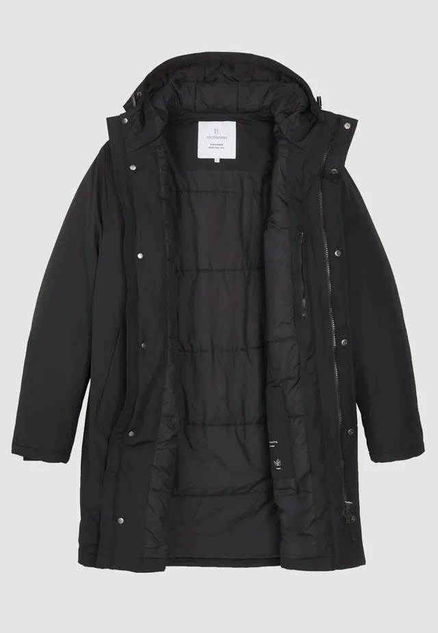 Recolution Teak parka nero poliestere riciclato idrorepellente