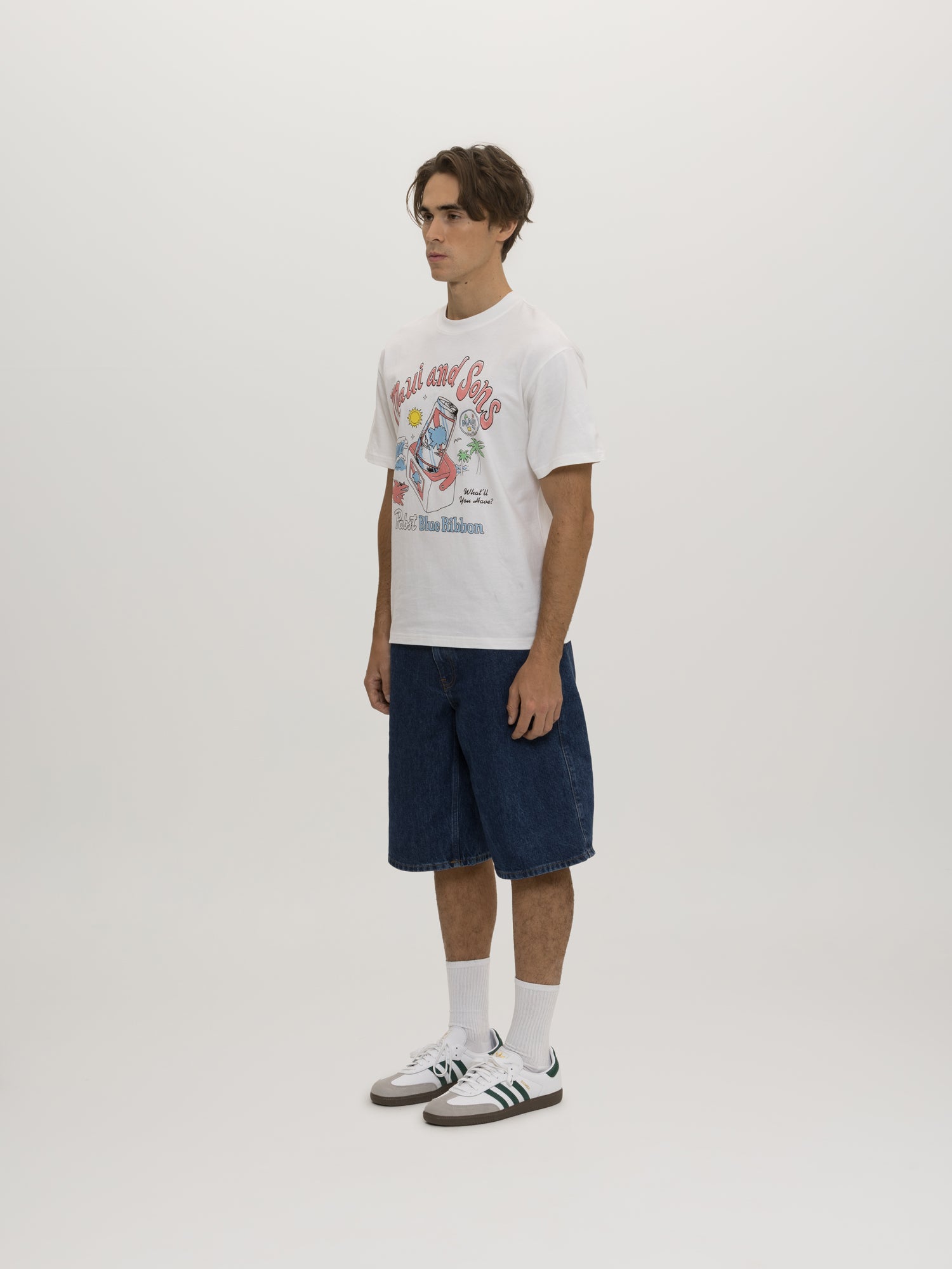 Maui and Sons Cooler Pabst t-shirt bianca cotone leggero