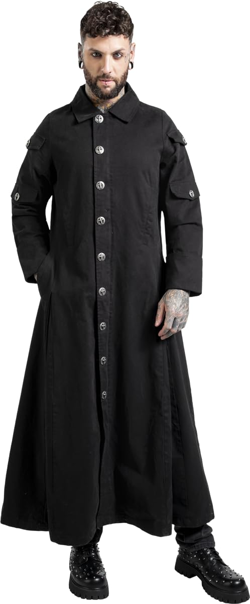 Gothicana by EMP Cappotto Lungo Nero accessori metallo