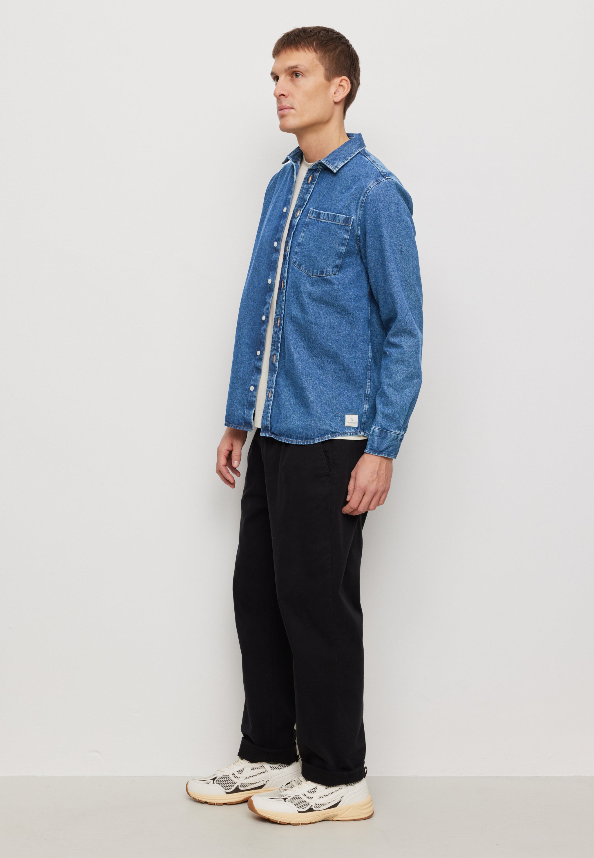 Recolution Currant camicia denim blu cotone bio