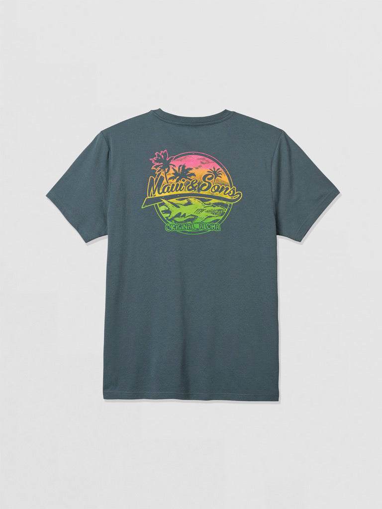 Maui and Sons Aloha Shark t-shirt tramonto neon
