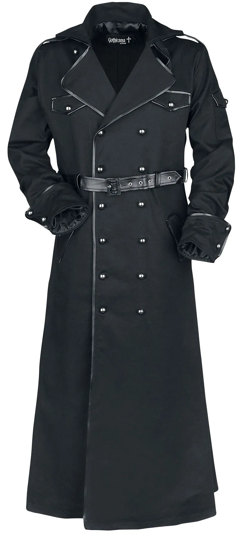 Gothicana by EMP cappotto lungo nero con cintura L