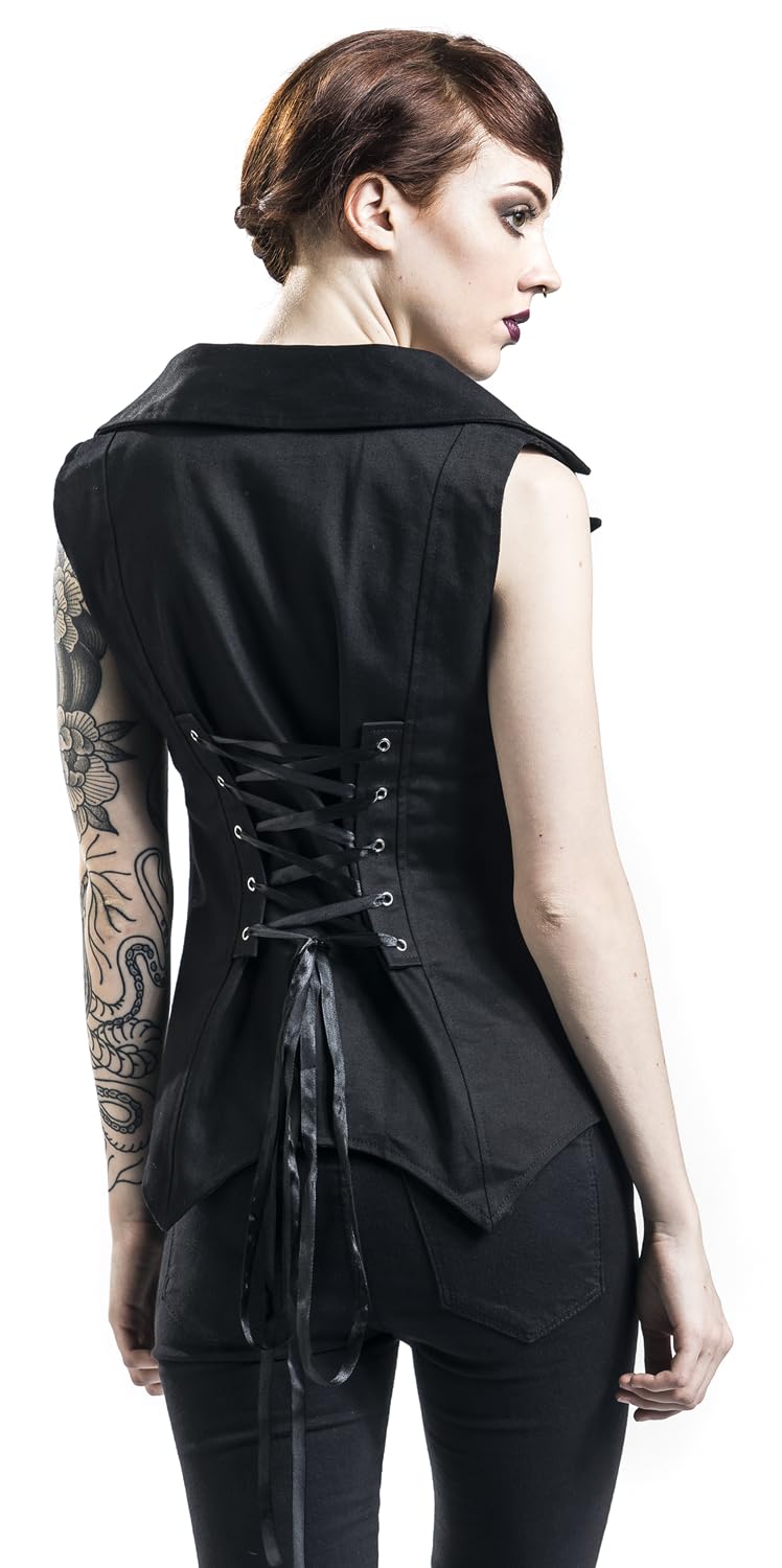 Gothicana by EMP gilet nero donna collo revers L