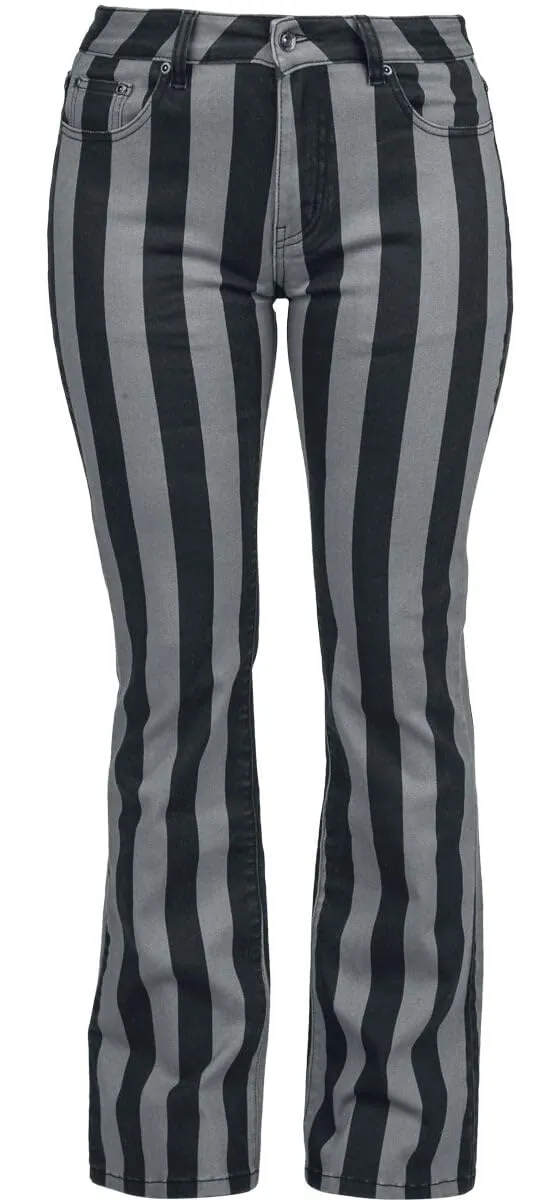 Gothicana by EMP pantaloni a righe grigi 31W/34L