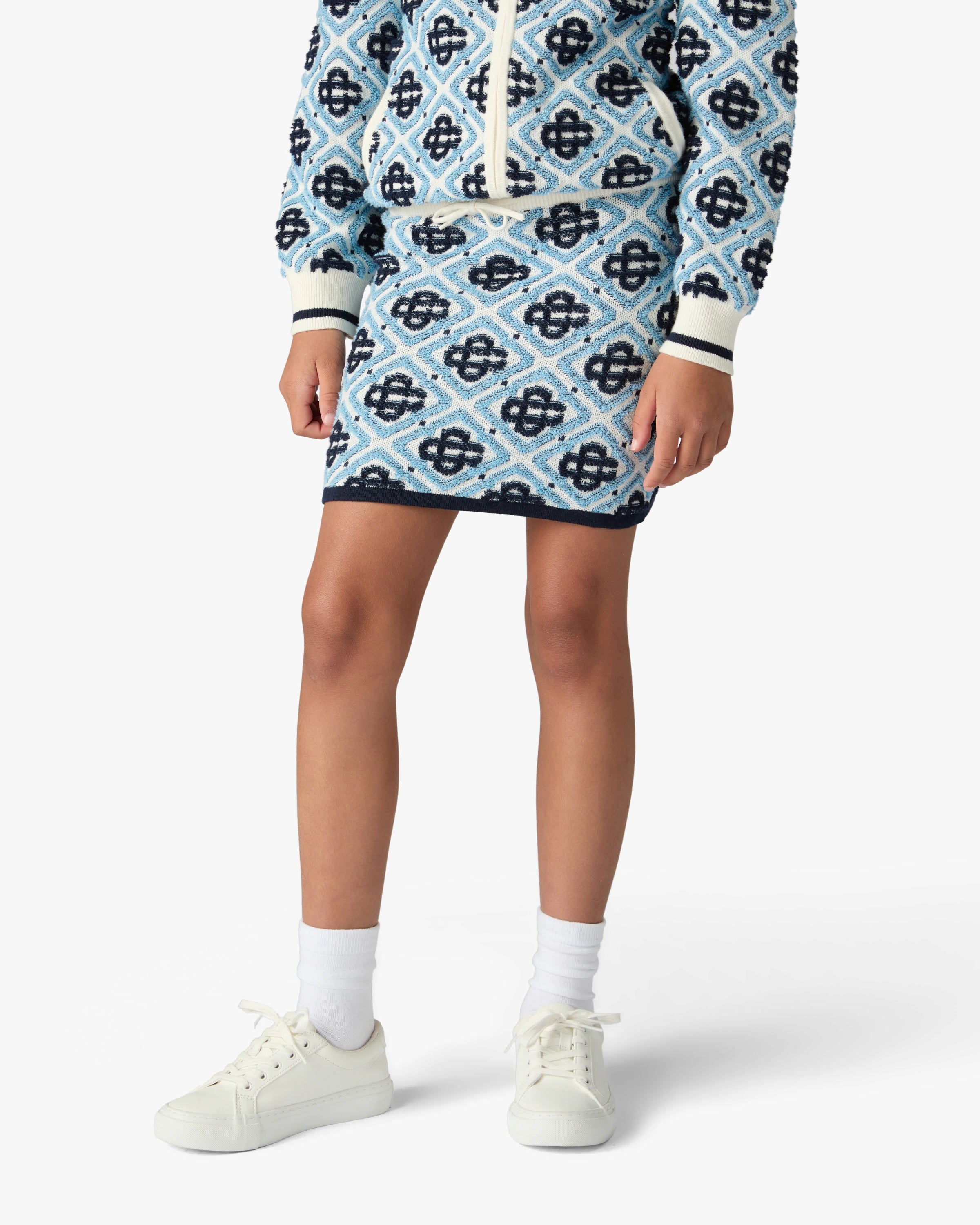 Casablanca gonna blu monogram bambina lana