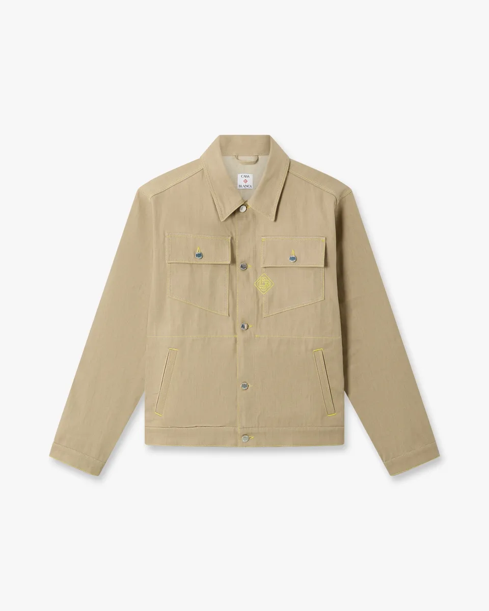Casablanca Desert Canvas giacca denim beige cotone