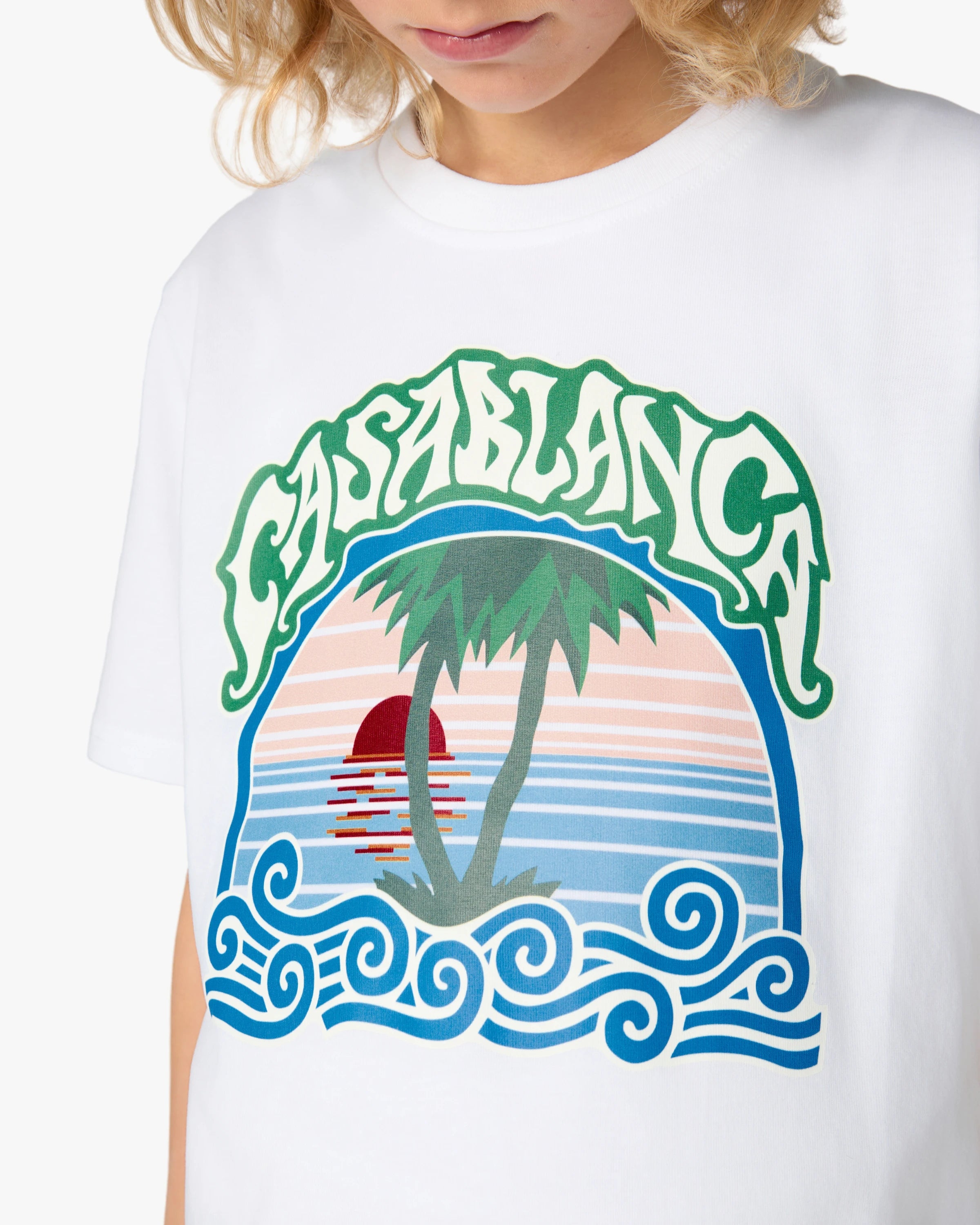 Casablanca Palm Tree t-shirt bimbo bianca cotone bio