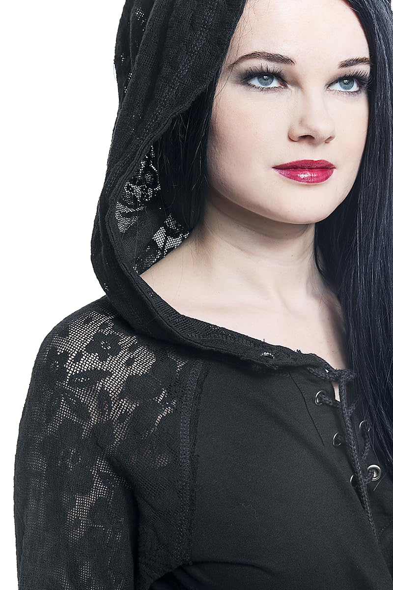 Gothicana by EMP maglione nero cappuccio pizzo taglia S