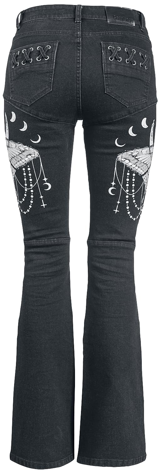 Gothicana by EMP Jeans Neri Allacciati 30W/32L Gotici