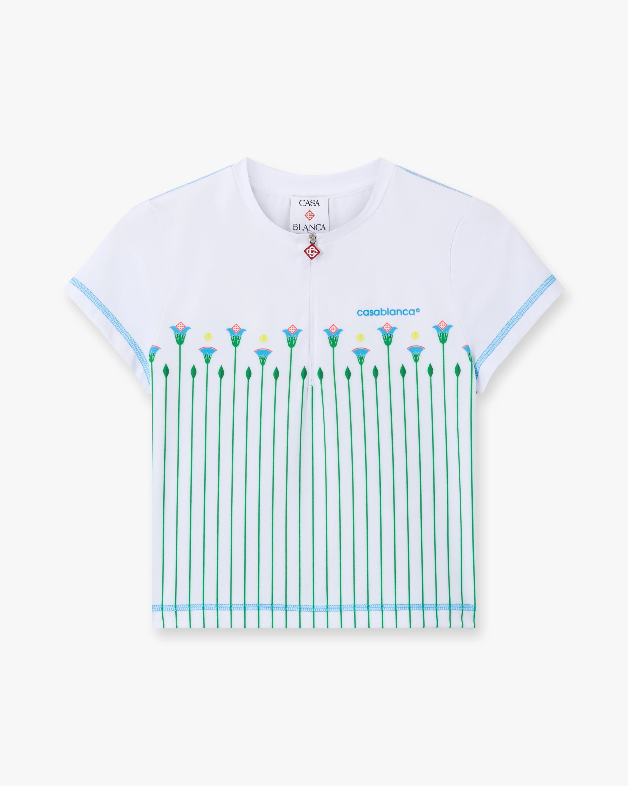 Casablanca White Floral Stripe top tennis bianco zip