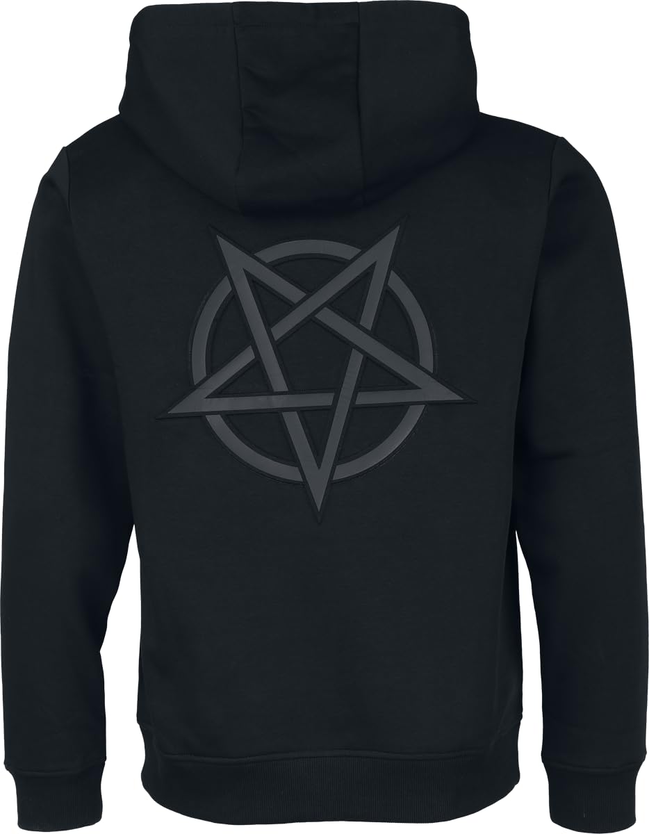 Gothicana by EMP Giacca Basic Nera Cappuccio Tasca Marsupio uomo