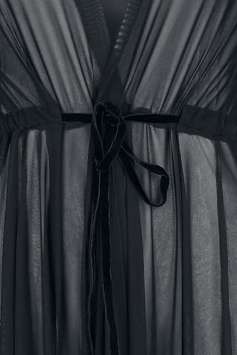 Gothicana Vailed in Darkness Dramatic Hooded Duster cardigan nero XL cappuccio