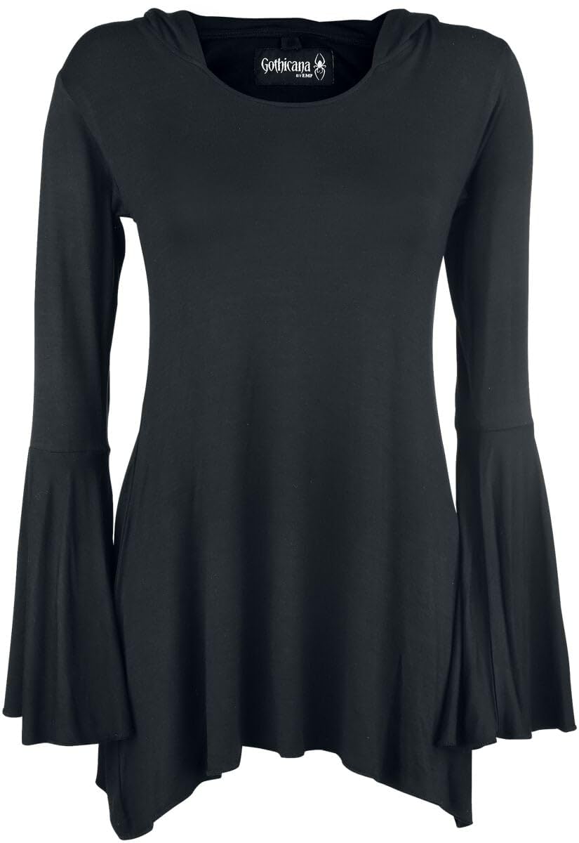 Gothicana by EMP maglia maniche lunghe nera S orlo a punta