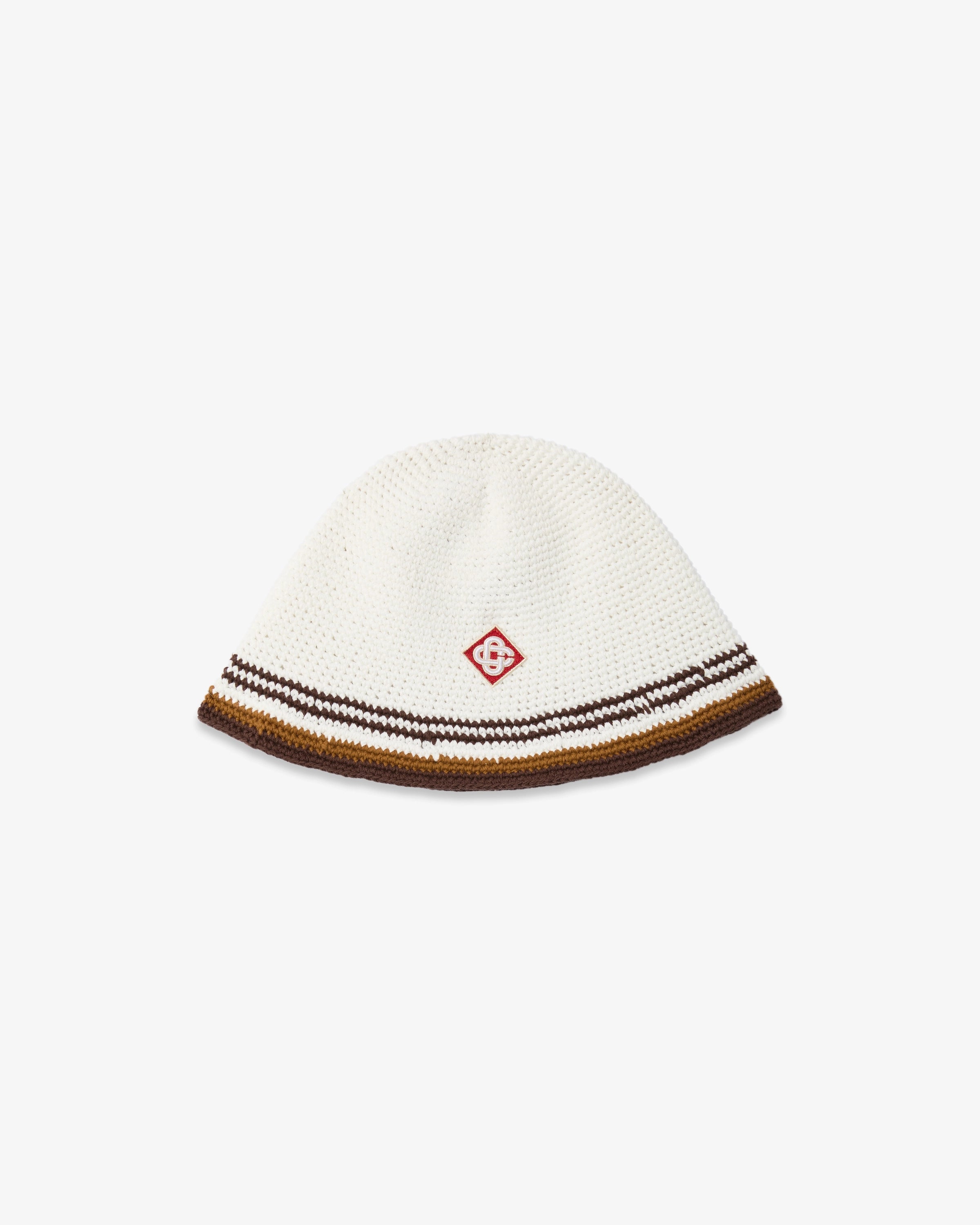 Casablanca Stripe Crochet cappello bucket bianco marrone