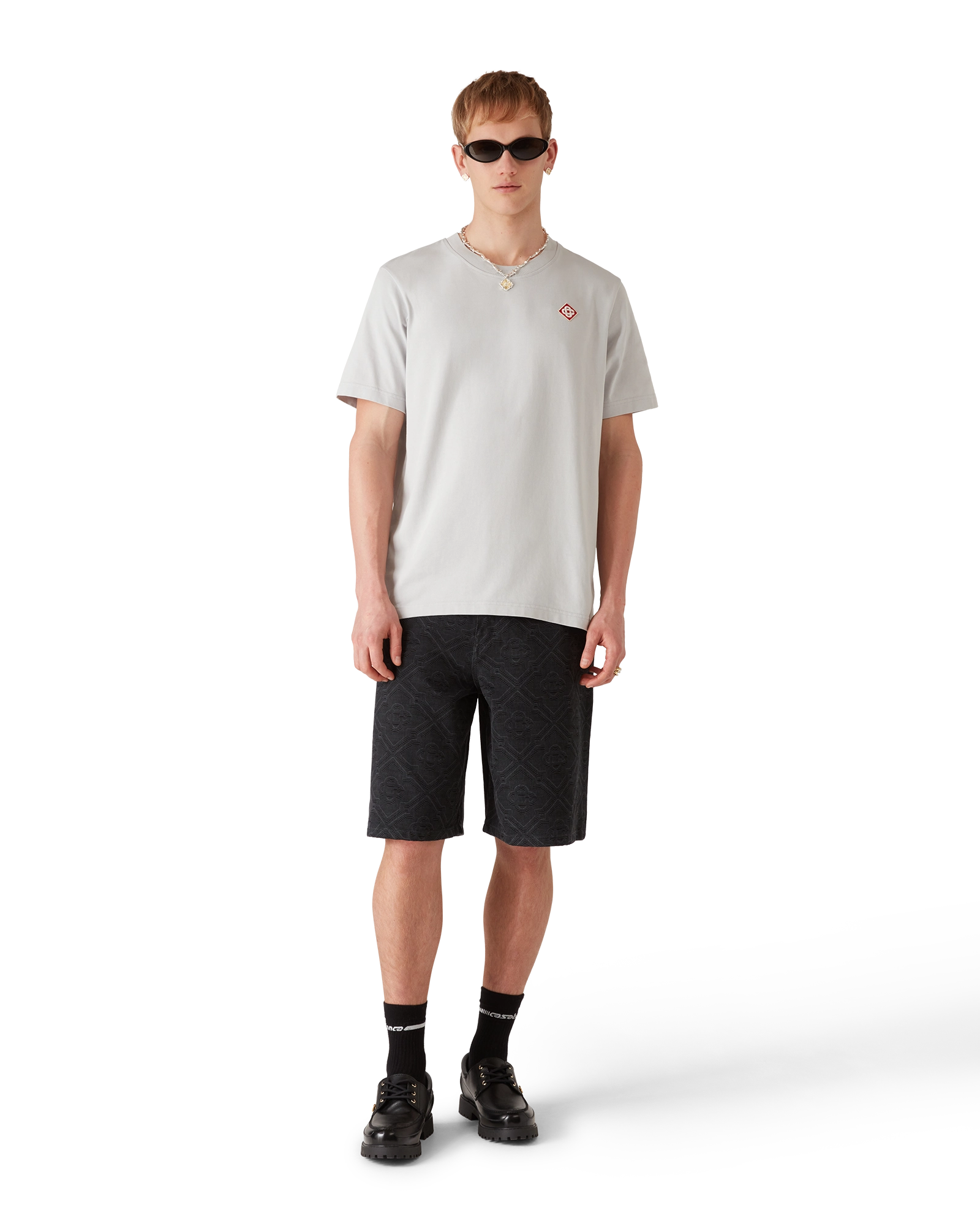 Casablanca Diamond Logo T-shirt grigia M in cotone organico
