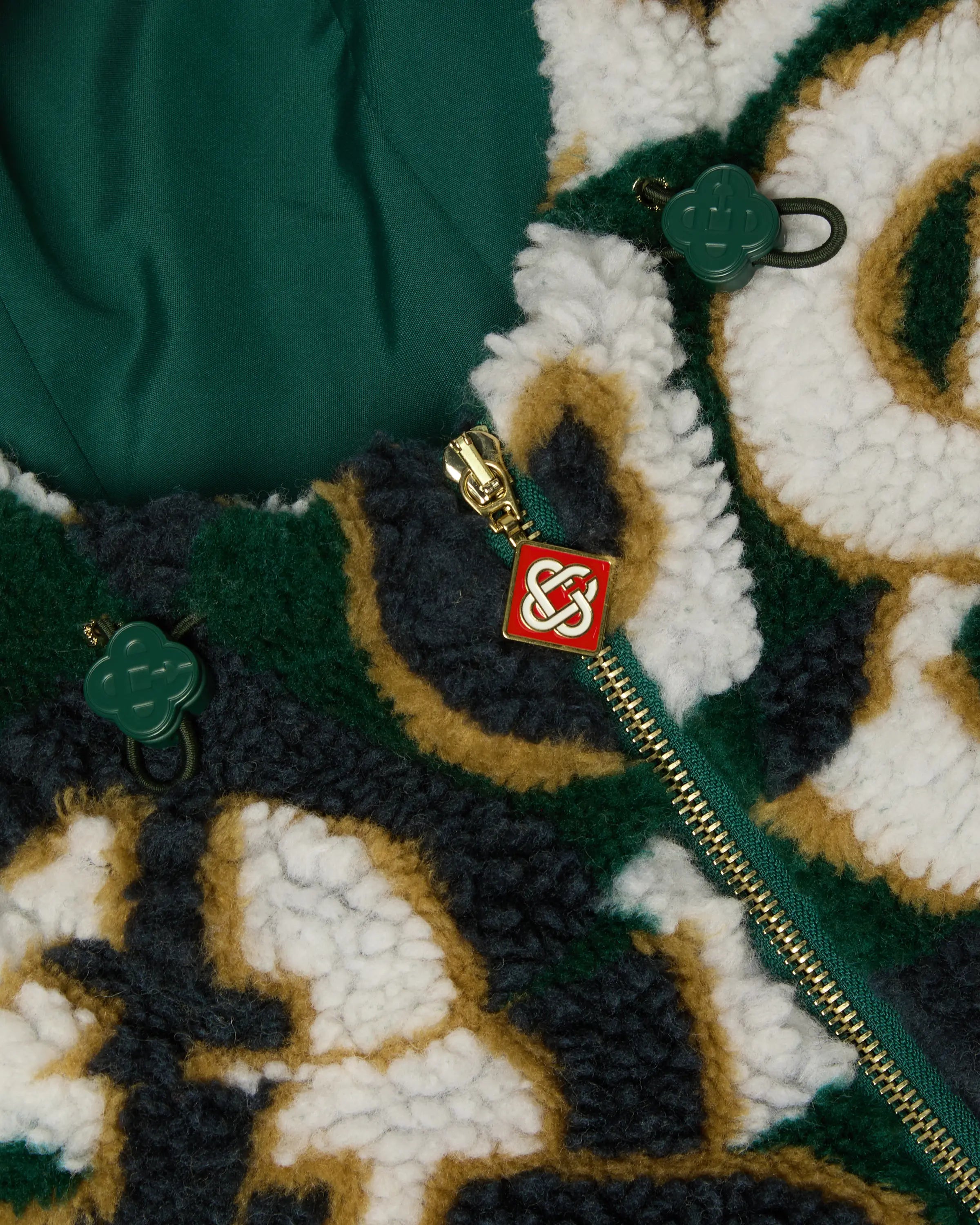 Casablanca Check Monogram giacca fleece uomo verde navy